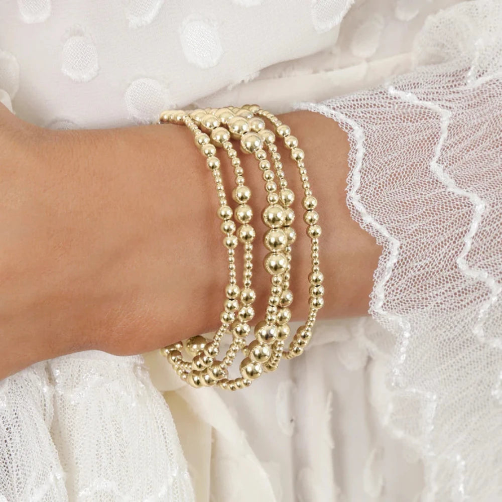 Classic Joy Pattern 6mm Bead Bracelet - Gold - Bella's House Tulsa