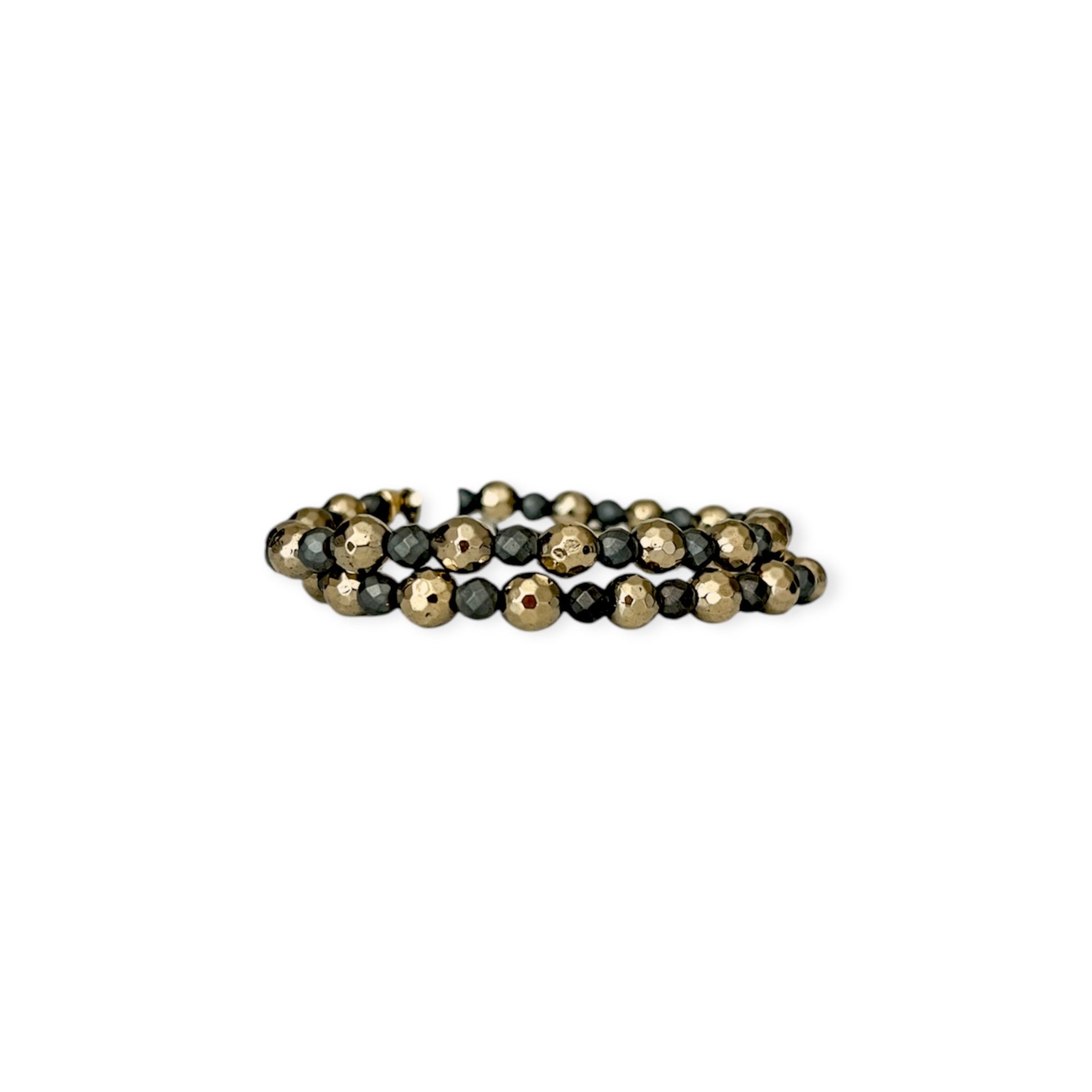 Golden Bronze & Gunmetal Two Tone Stretch Bead Bracelet - Bella's House Tulsa