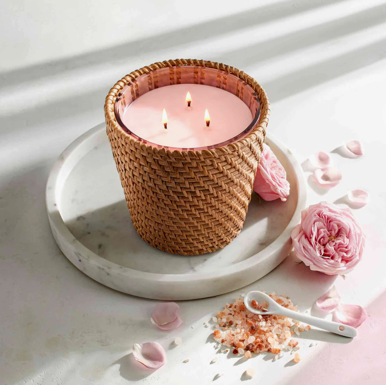 Rattan Himalayan Salt & Rosewater 3-Wick Candle