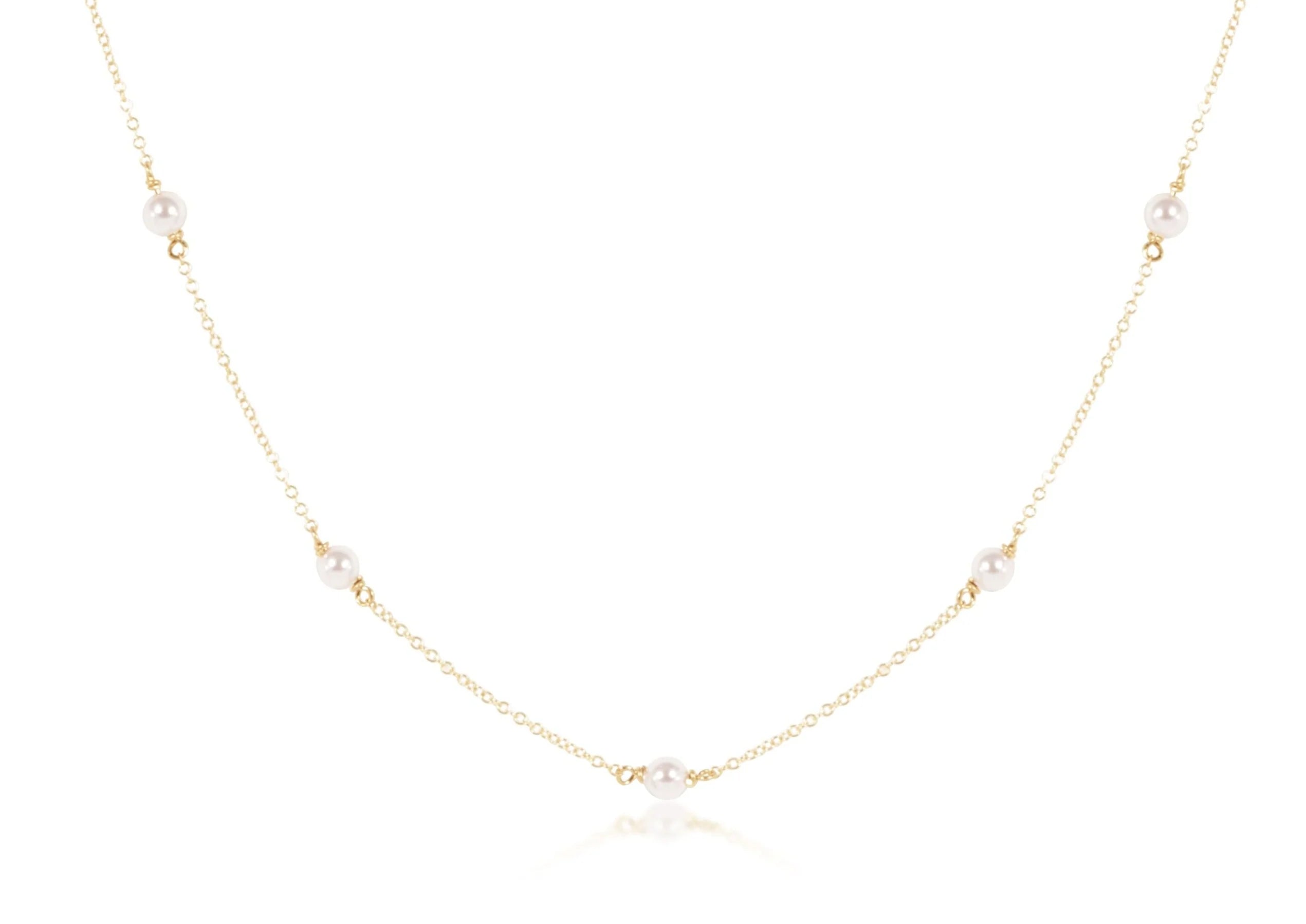 15" Choker Simplicity Chain Gold - 4mm Pearl