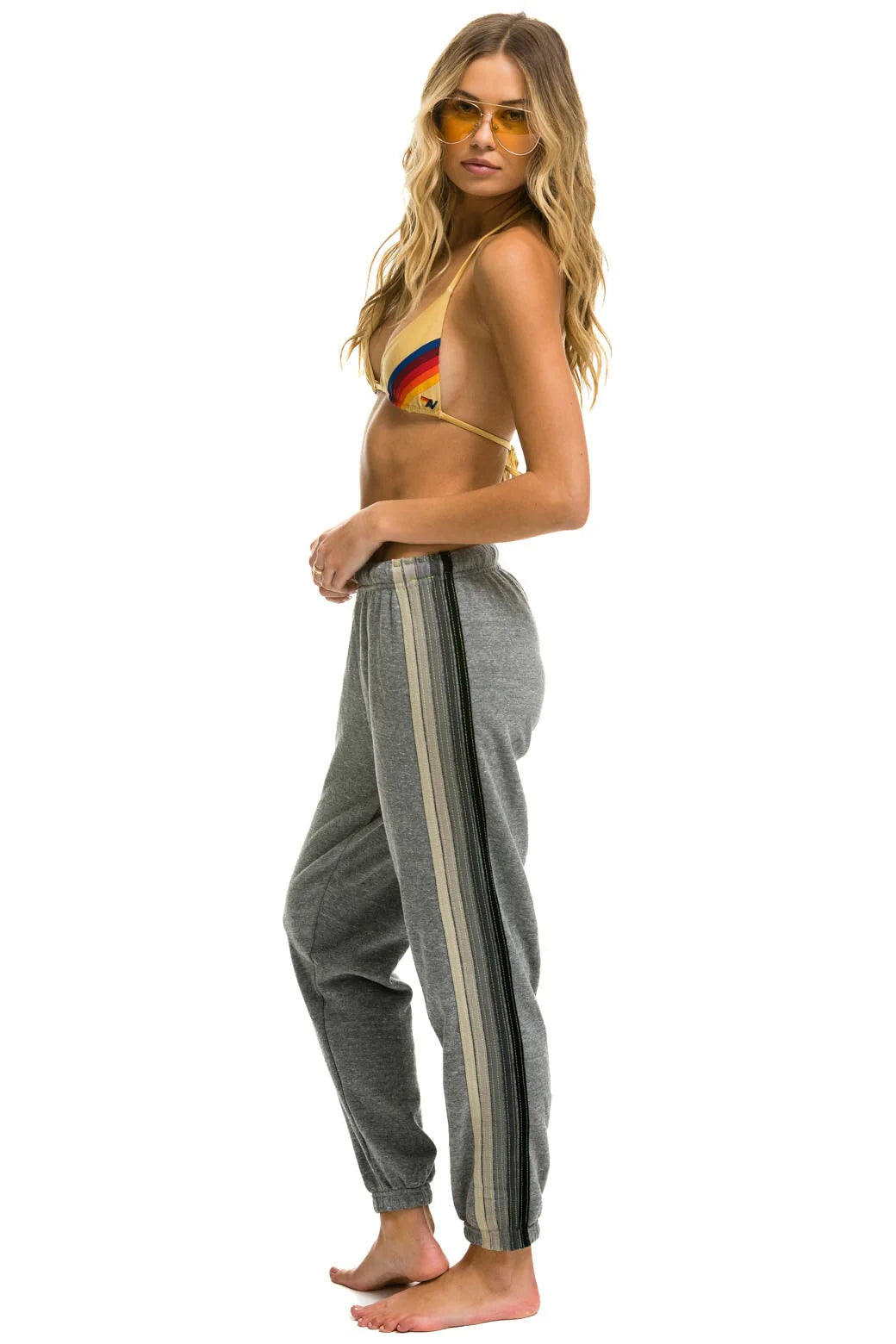 5 Stripe Women's Sweatpants Charcoal Grey