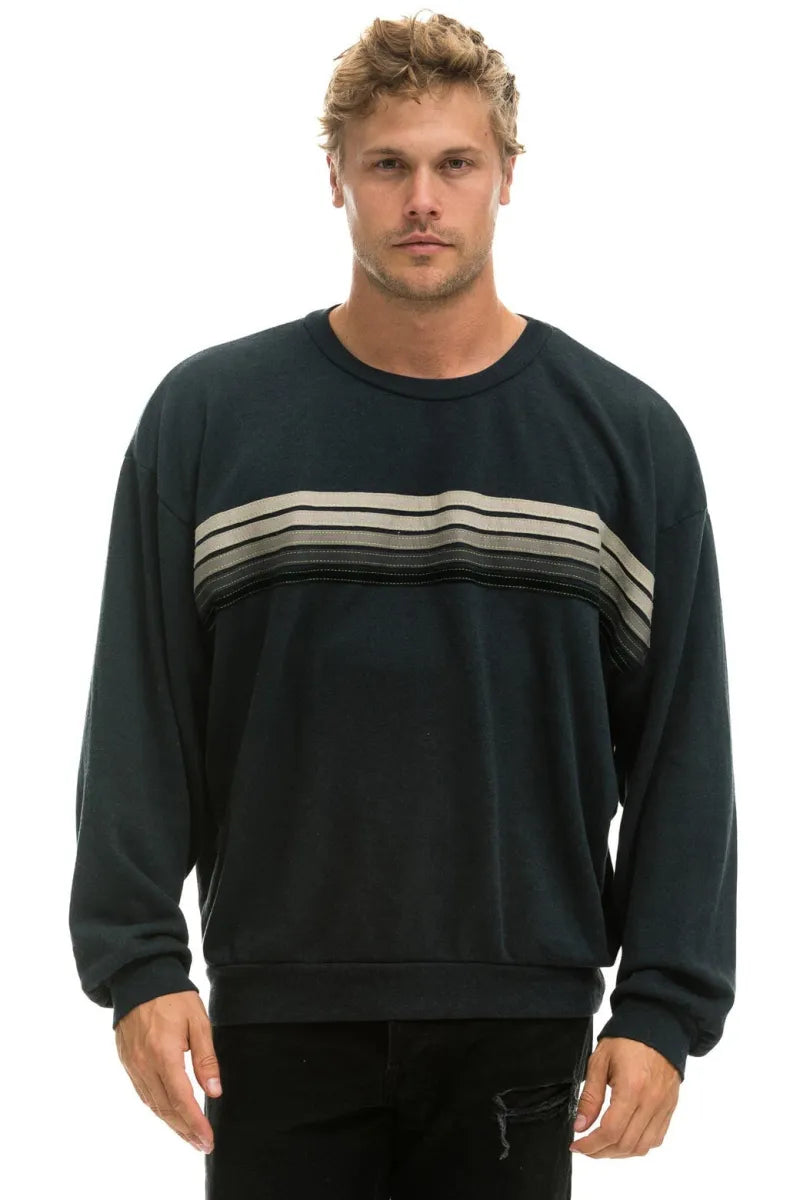 5 Stripe Crew Sweatshirt Relaxed Charcoal Grey