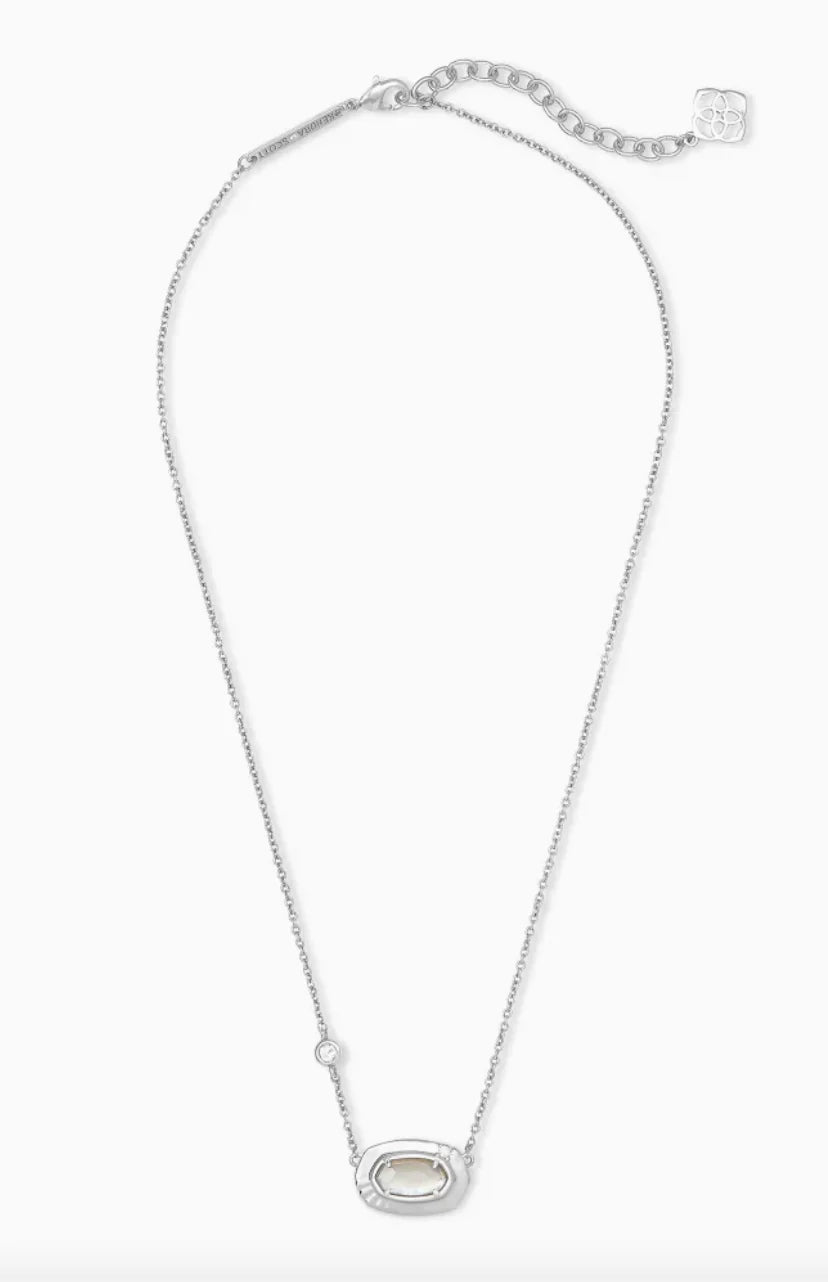 Anna Short Pendant Silver Necklace in Gray Illusion