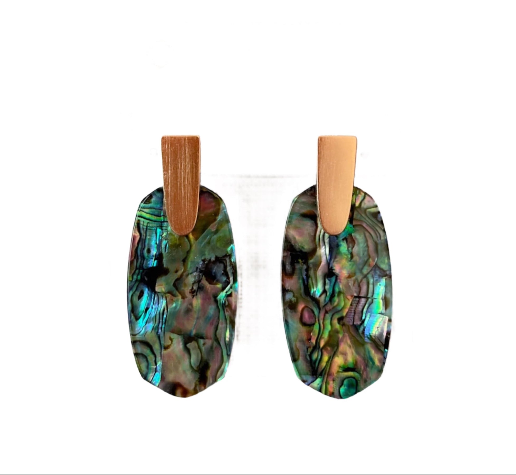 Aragon Drop Rose Gold Earrings in Abalone Shell