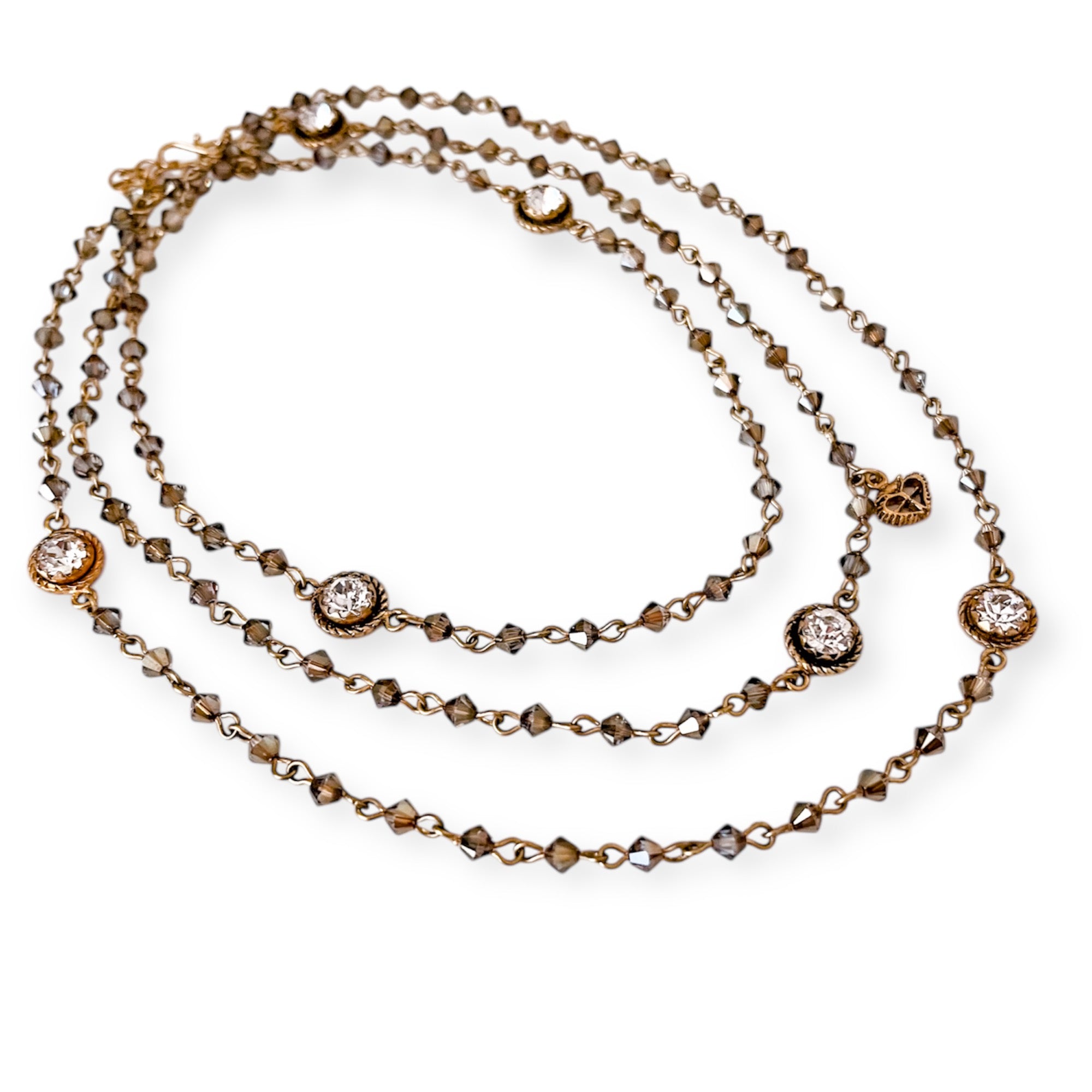Magdalena - 4mm Bicone Bead Wrap Bright Gold Dark Metallic Sky Clear