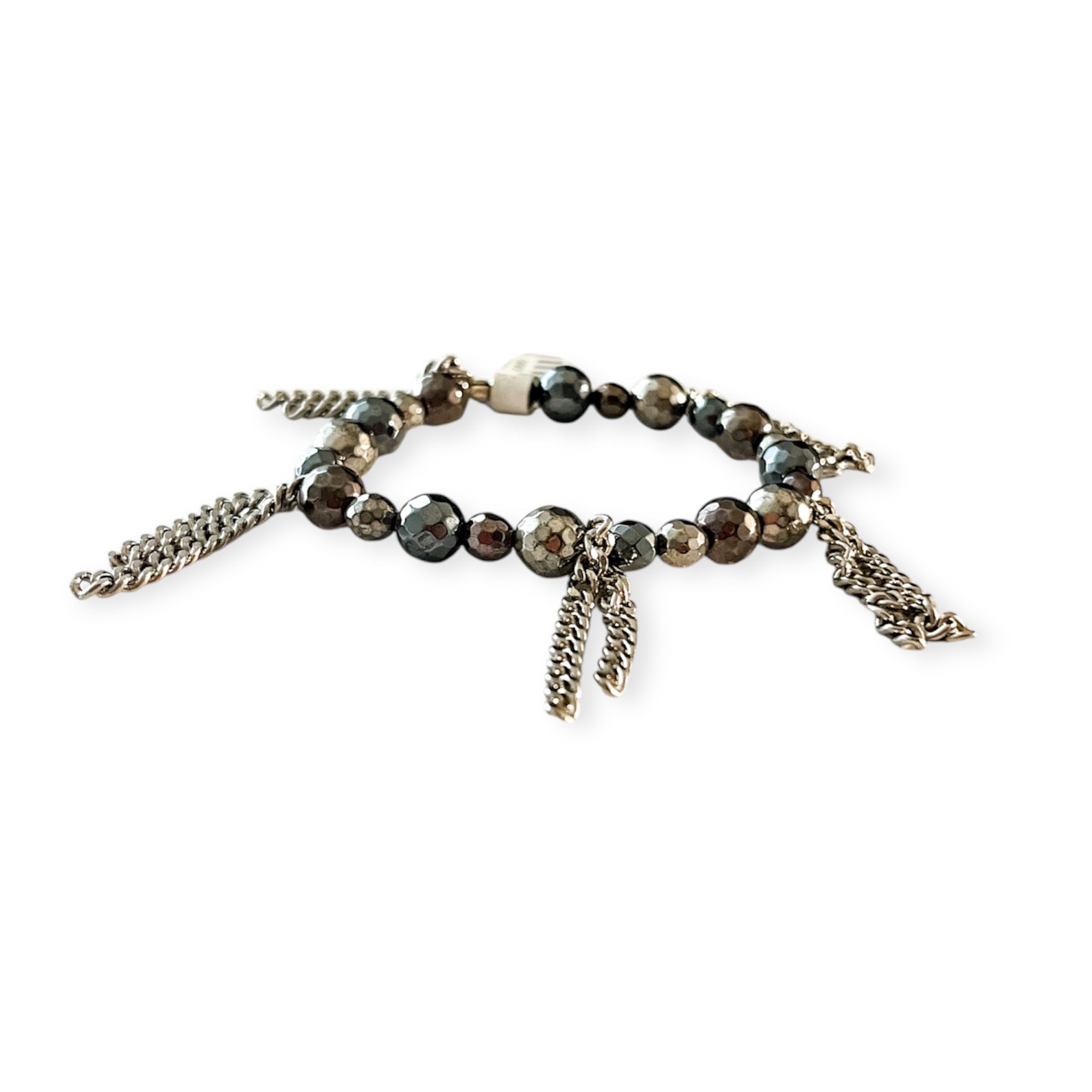 Cha Cha Multi Metallic Stretch Bead & Chain Bracelet