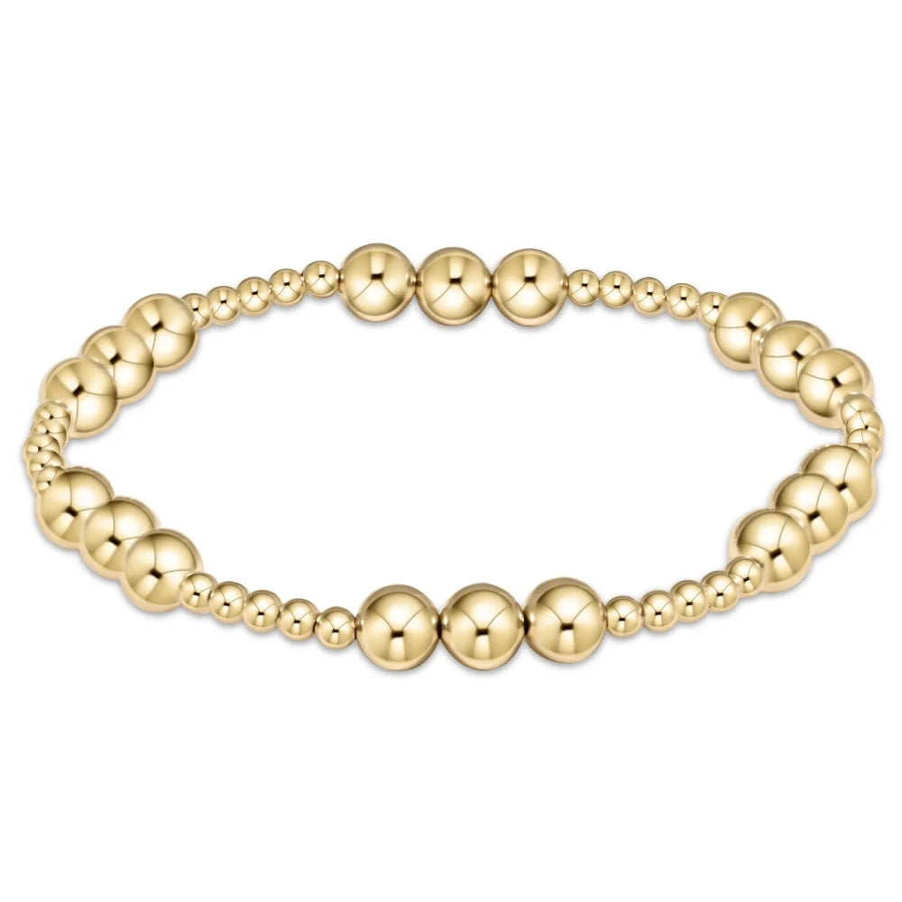 Classic Joy Pattern 6mm Bead Bracelet - Gold