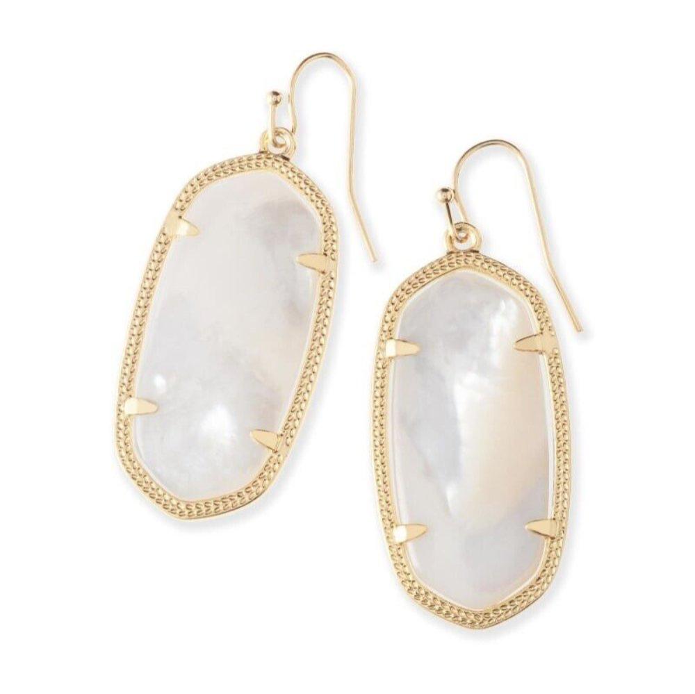 Faceted Elle Gold Mother of Pearl Earrings