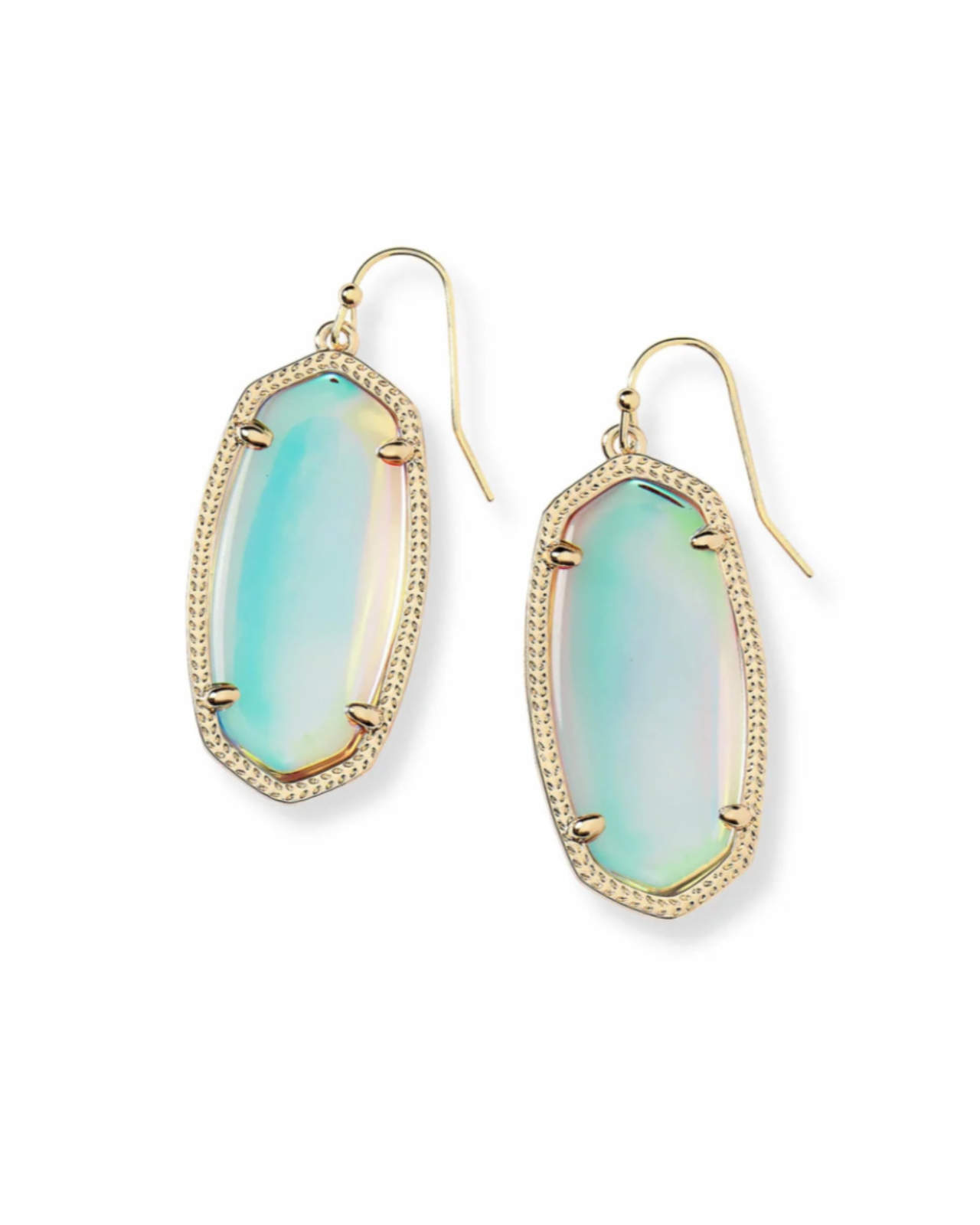 Elle Gold Drop Earrings in Dichroic Glass
