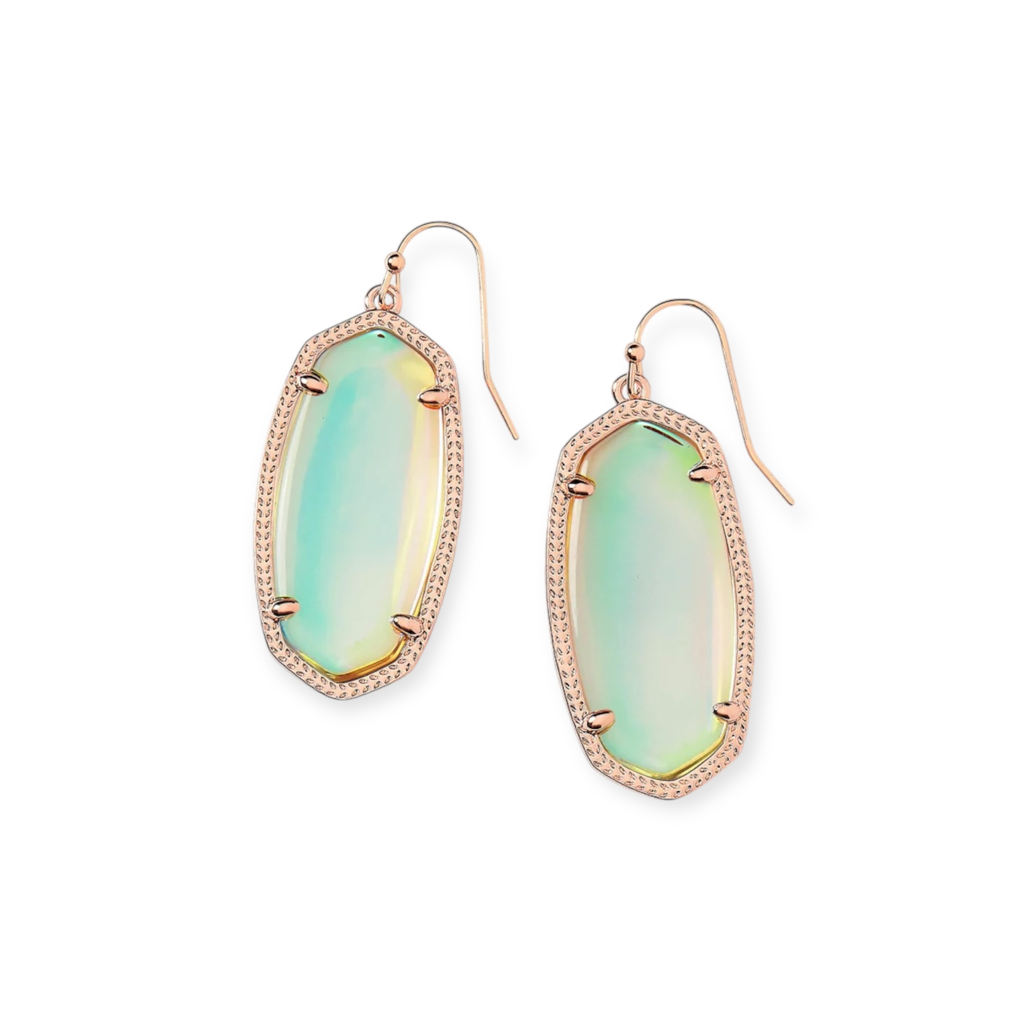 Elle Rose Gold Drop Earrings in Dichroic Glass