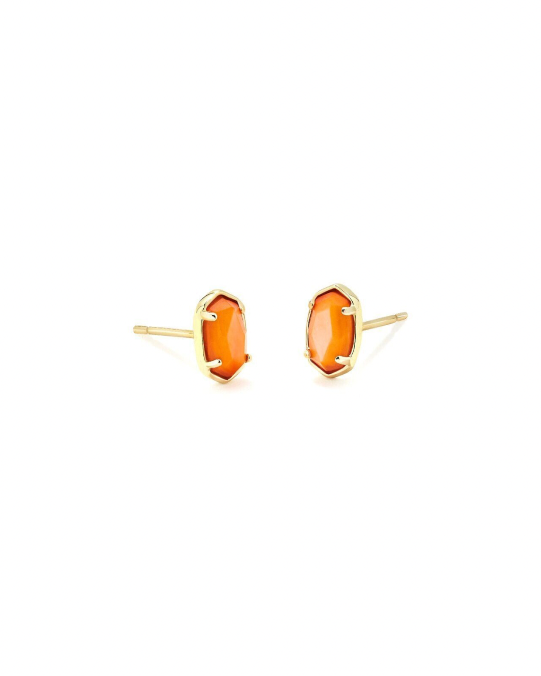 Emilie Gold Stud Earrings in Orange Mother of Pearl