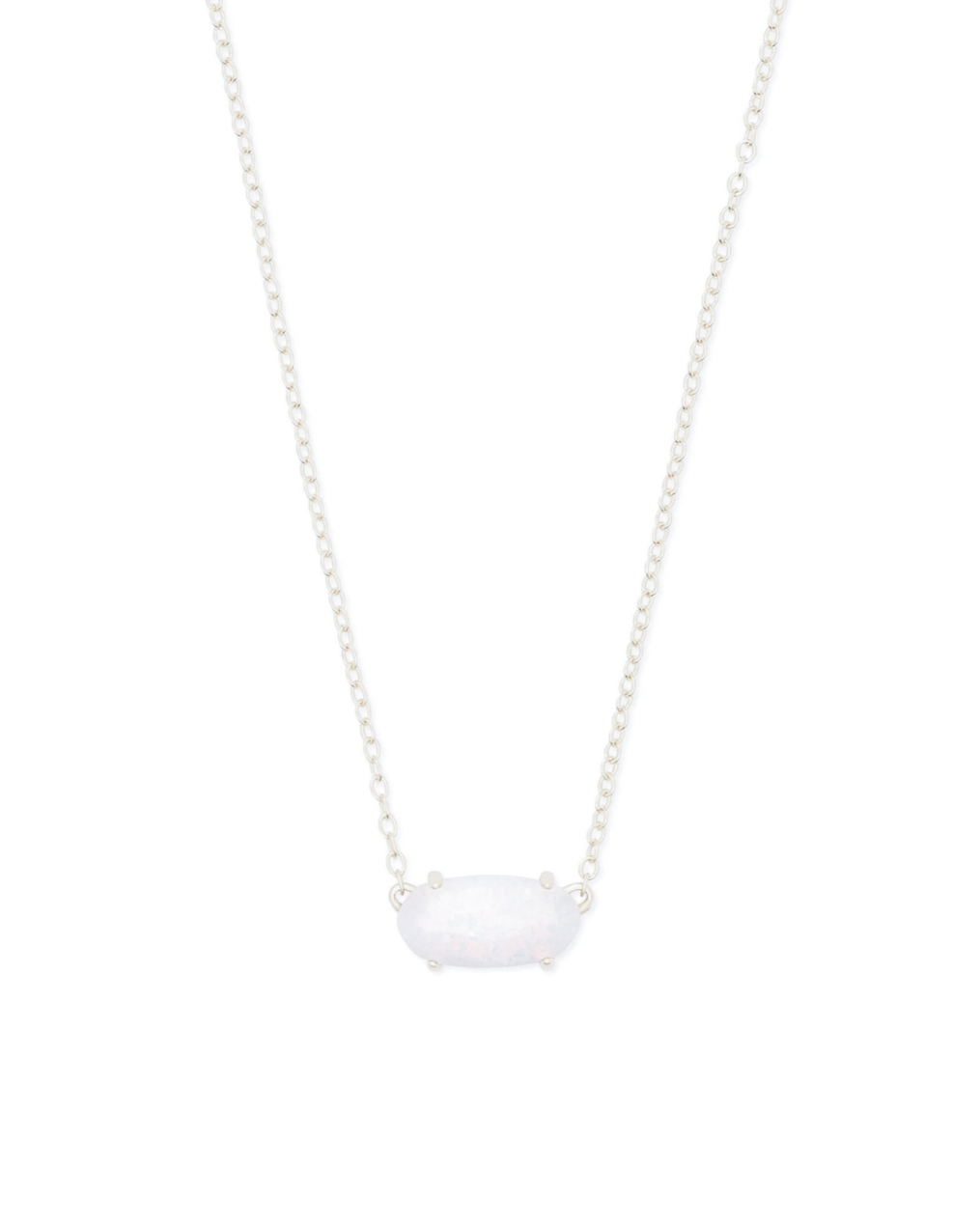 Ever Silver Pendant Necklace in White Kyocera Opal