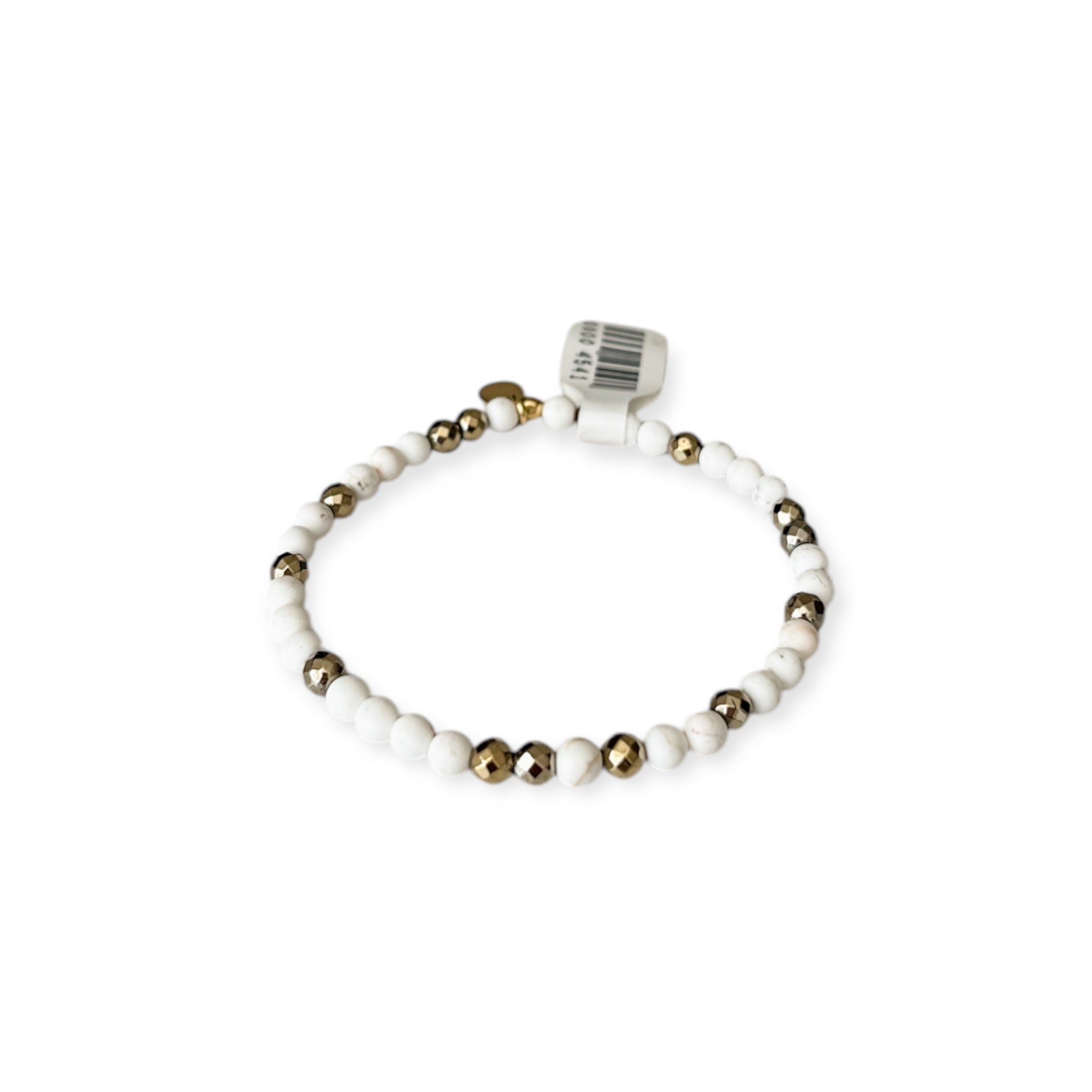 Gold & Ivory Stretch Mix Bead Bracelet