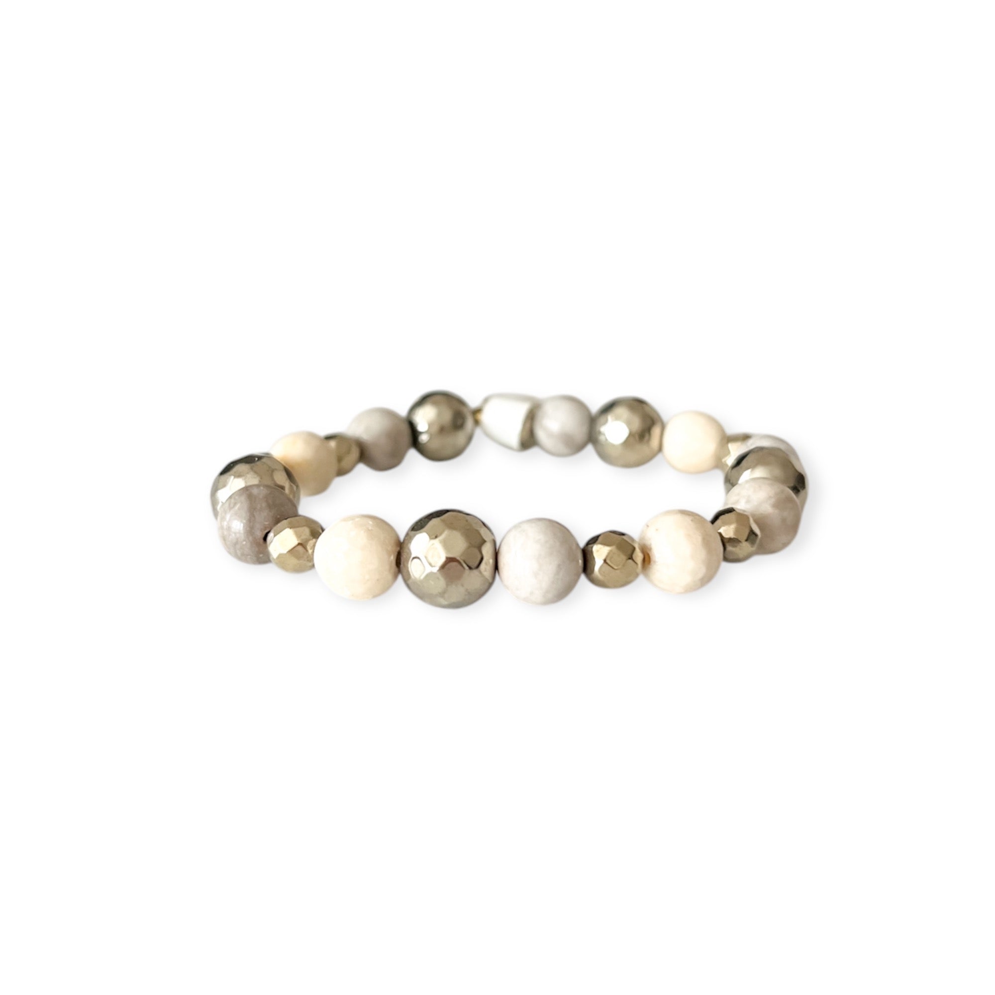 Gold & Pewter Stretch Mix Bead Bracelet