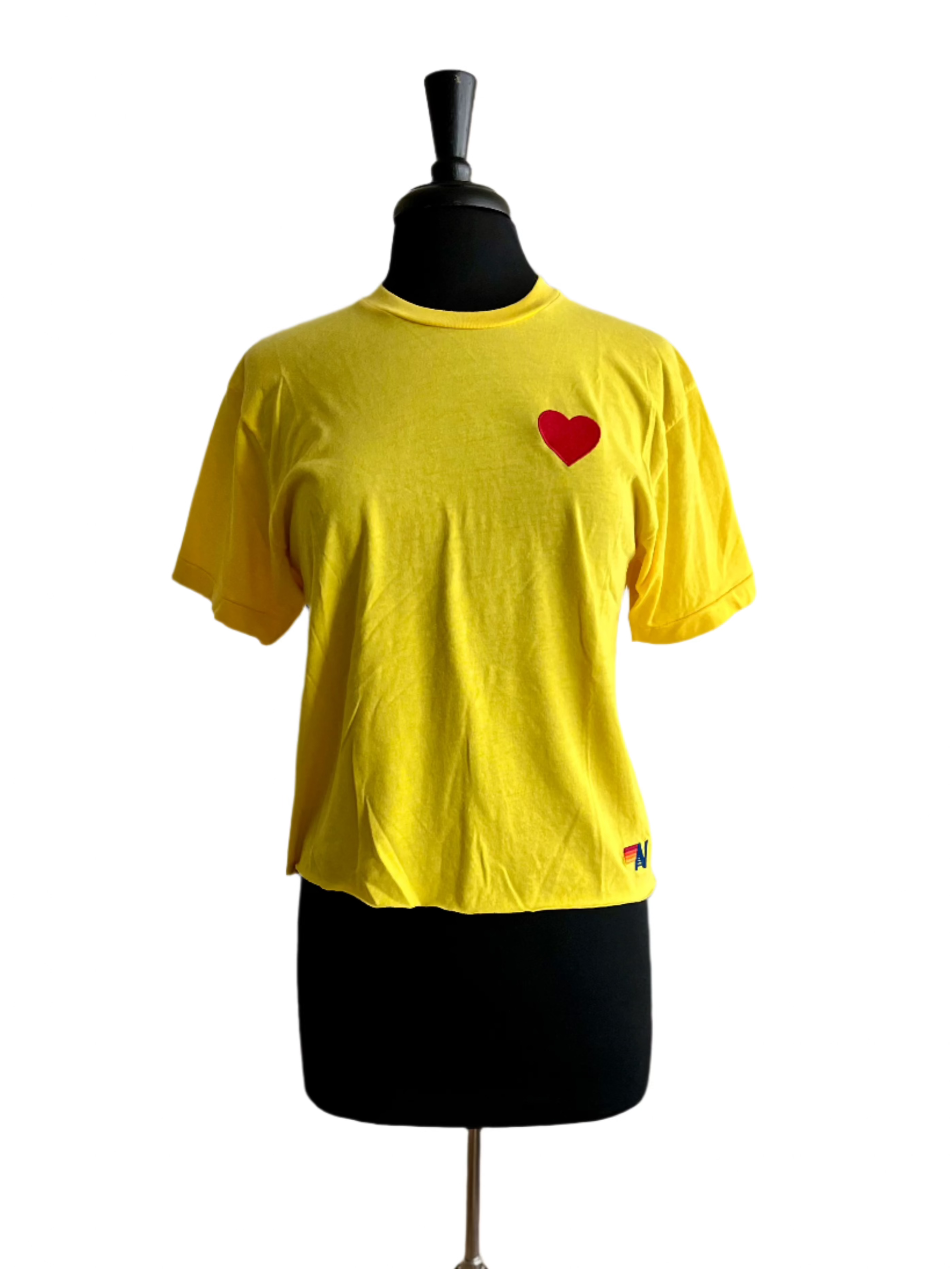 Heart Embroidery Boyfriend Tee Yellow