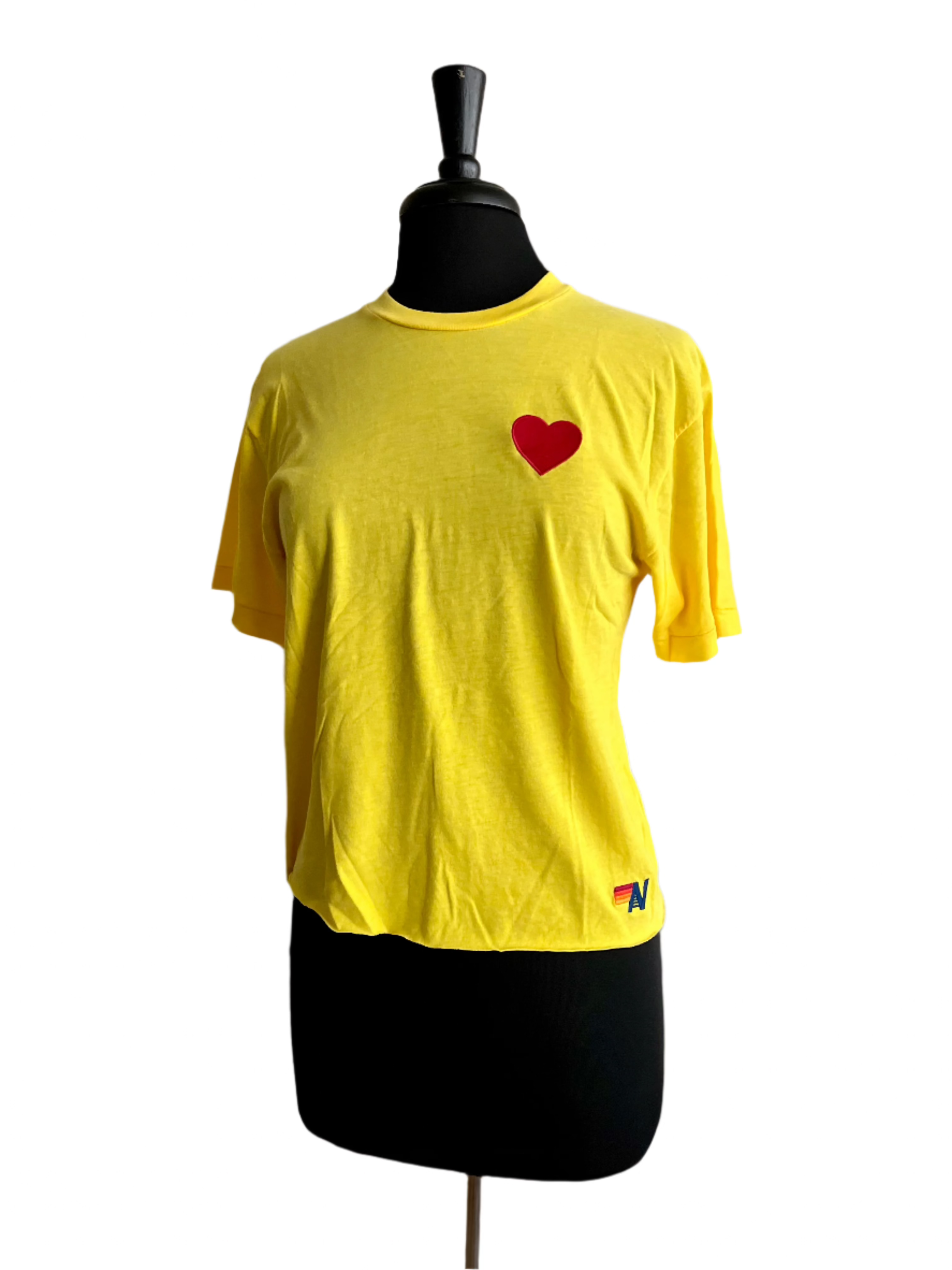 Heart Embroidery Boyfriend Tee Yellow