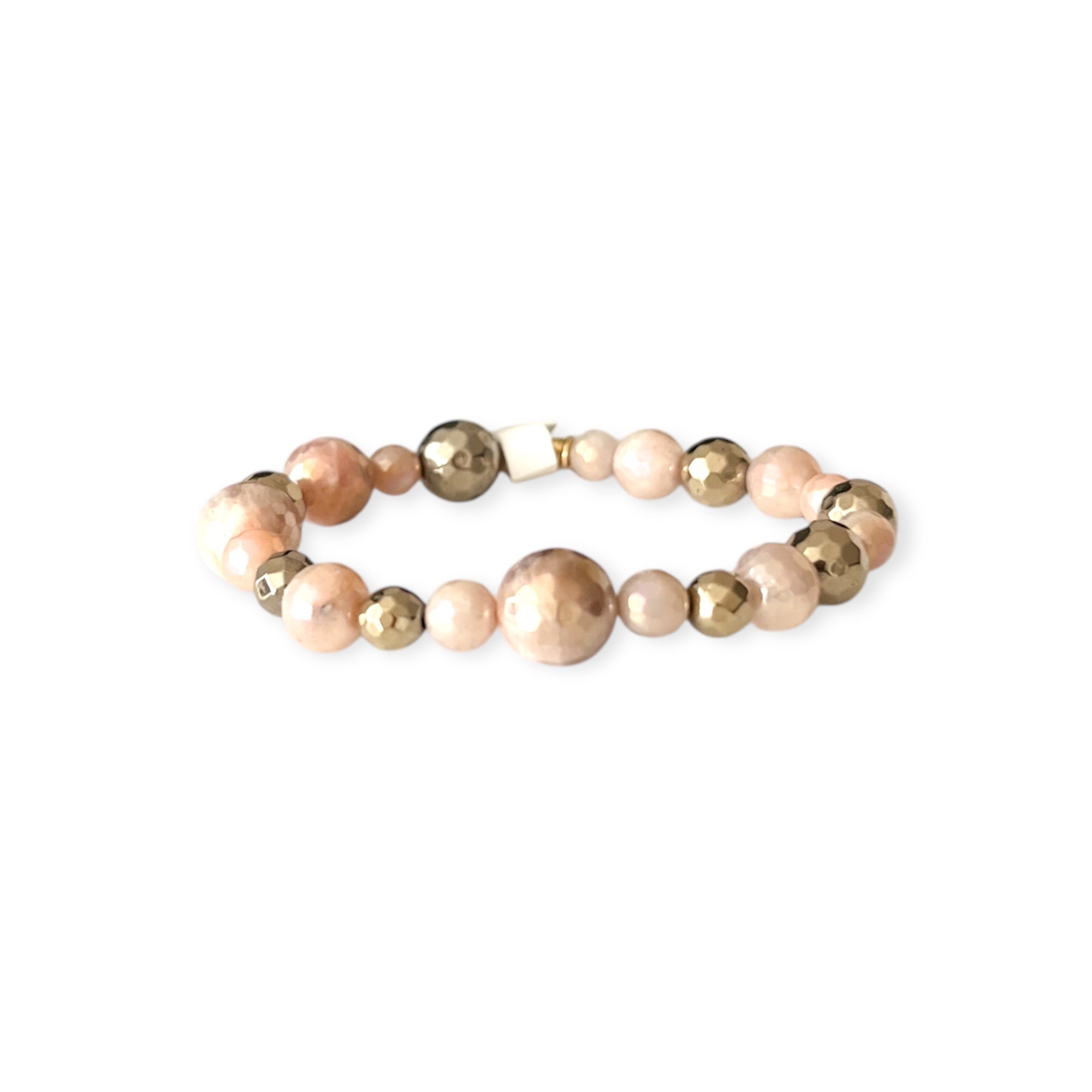 Rose Gold Mix Metal Stretch Large Bead Bracelet