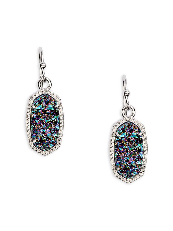 Lee Silver Earrings in Navy Drusy