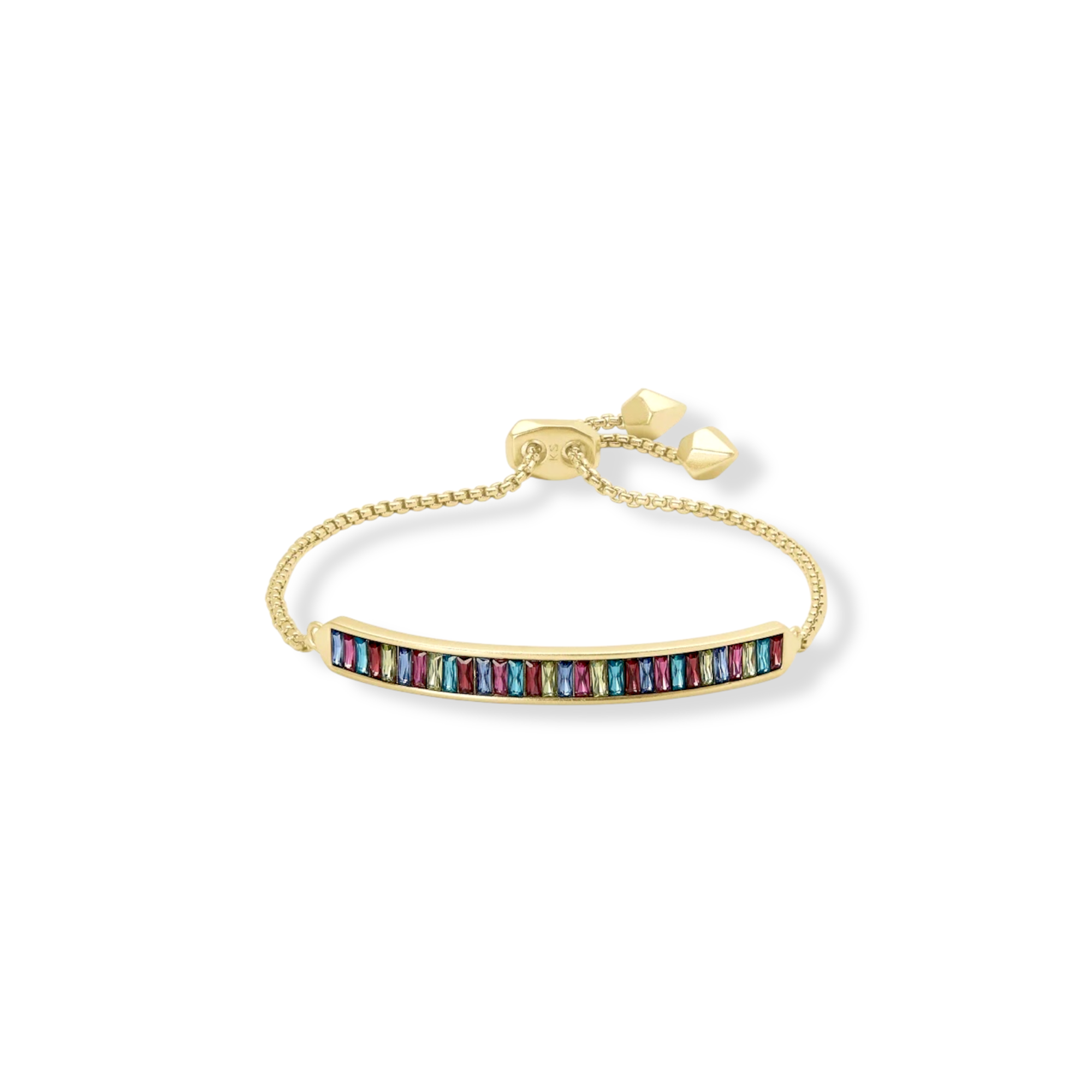 Jack Adjustable Gold Chain Bracelet in Multi Crystal 