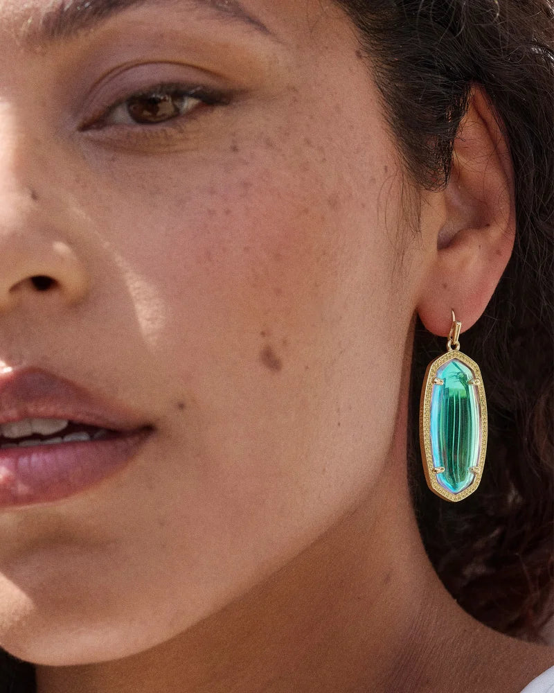 Elle Gold Drop Earrings in Dichroic Glass