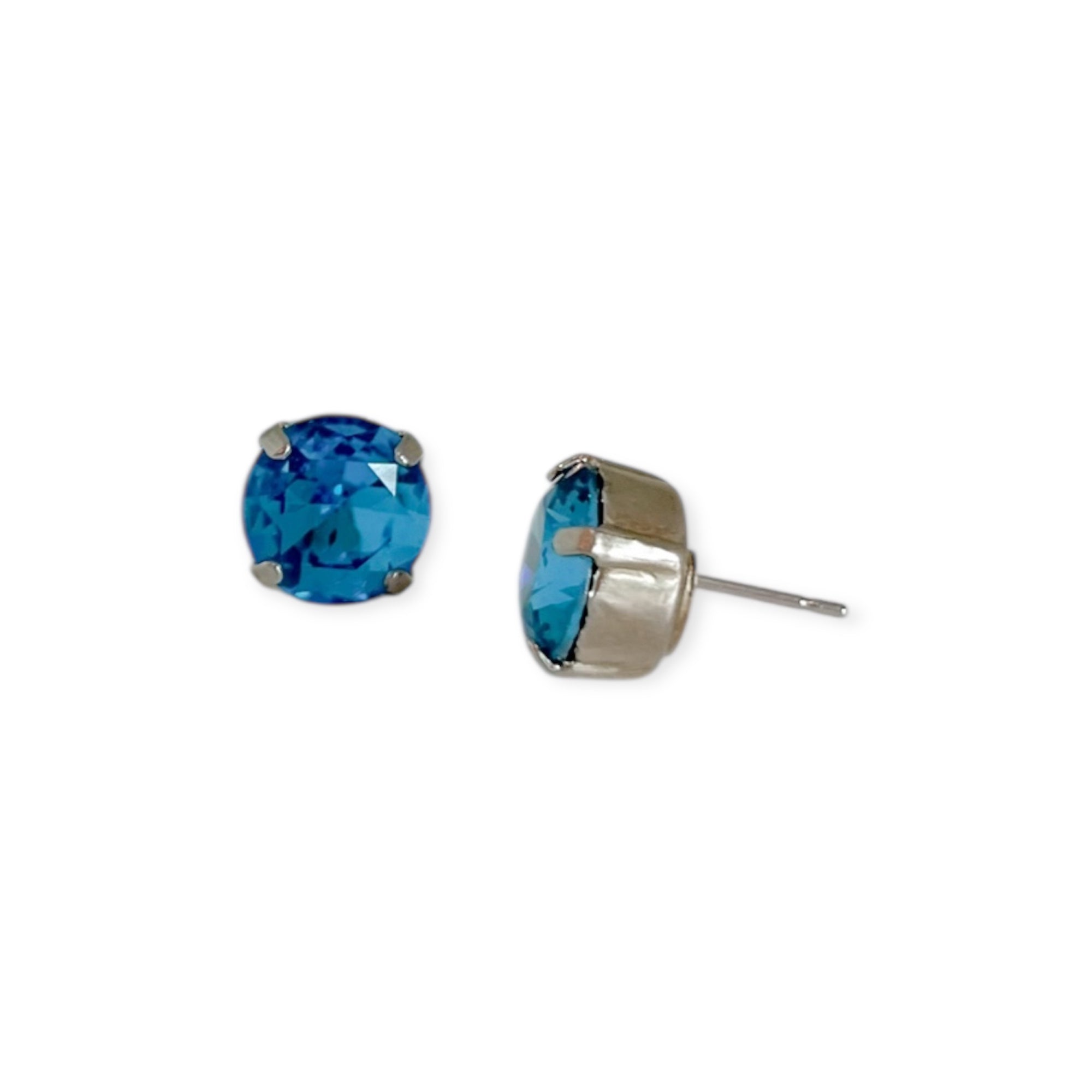 London Stud Earrings Antique Silver Blue Topaz Sorrell