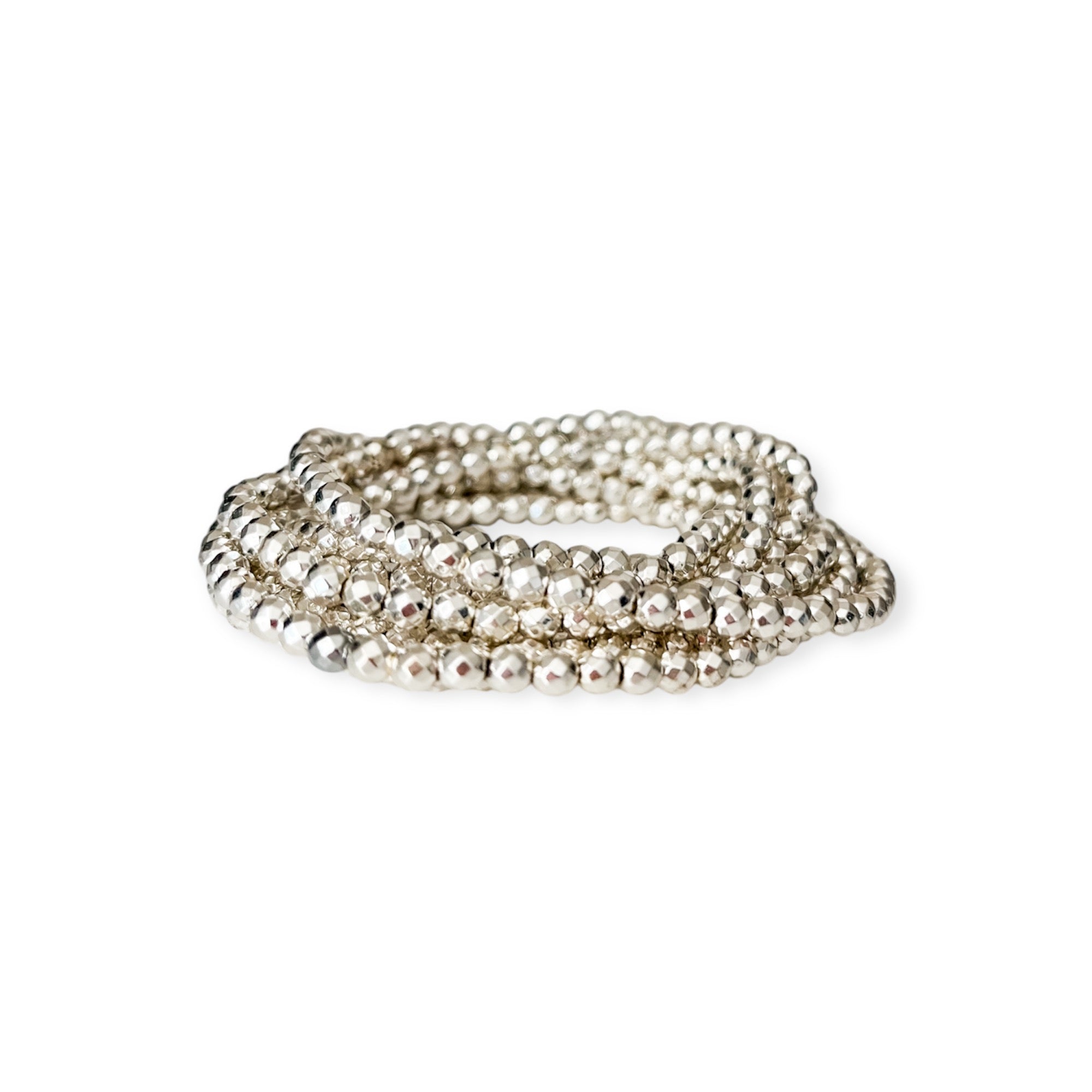 Million Dollar Wrap Bright Silver Beaded Necklace