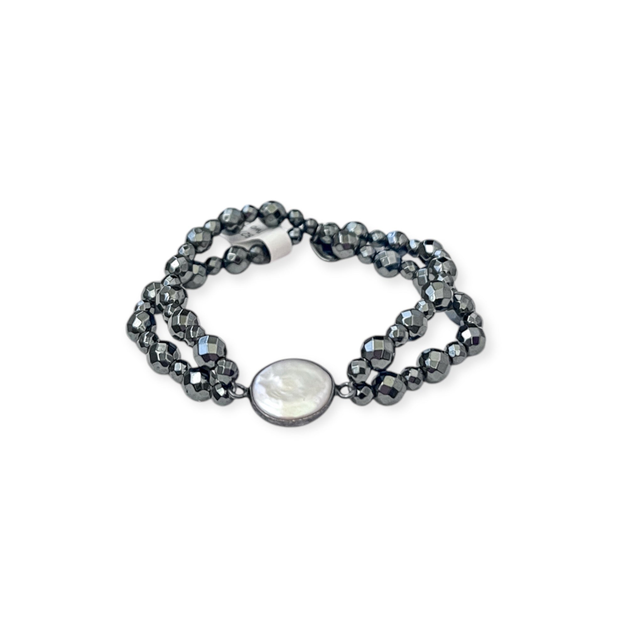 Nova Two Tone Gunmetal Stretch Bead Bracelet