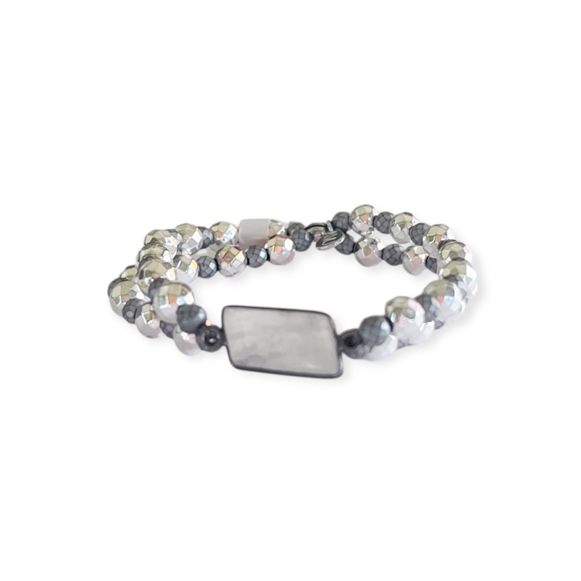 Nova Two Tone Stretch Bead Bracelet