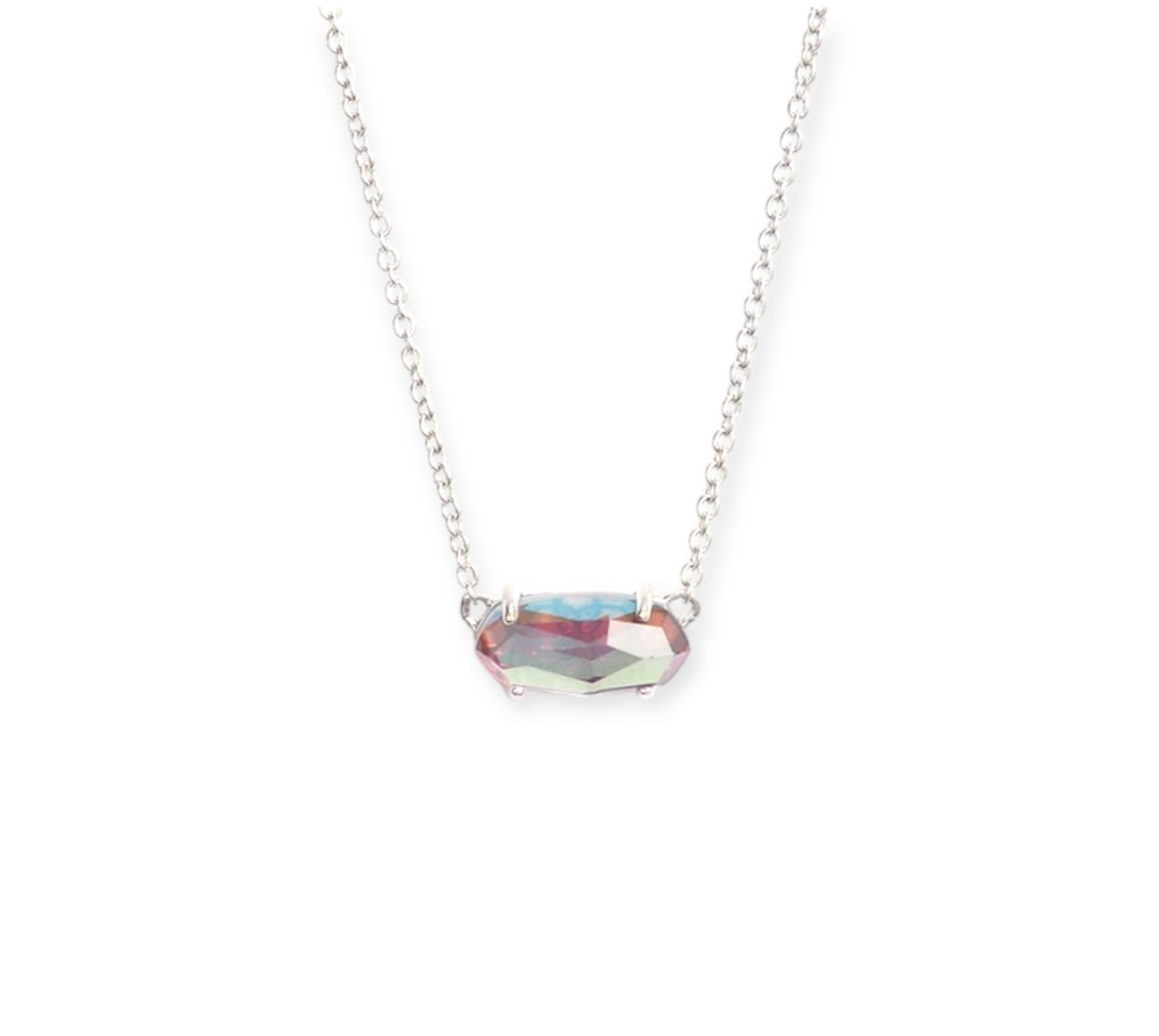 Ever Silver Pendant Necklace in Gray Dichroic Glass