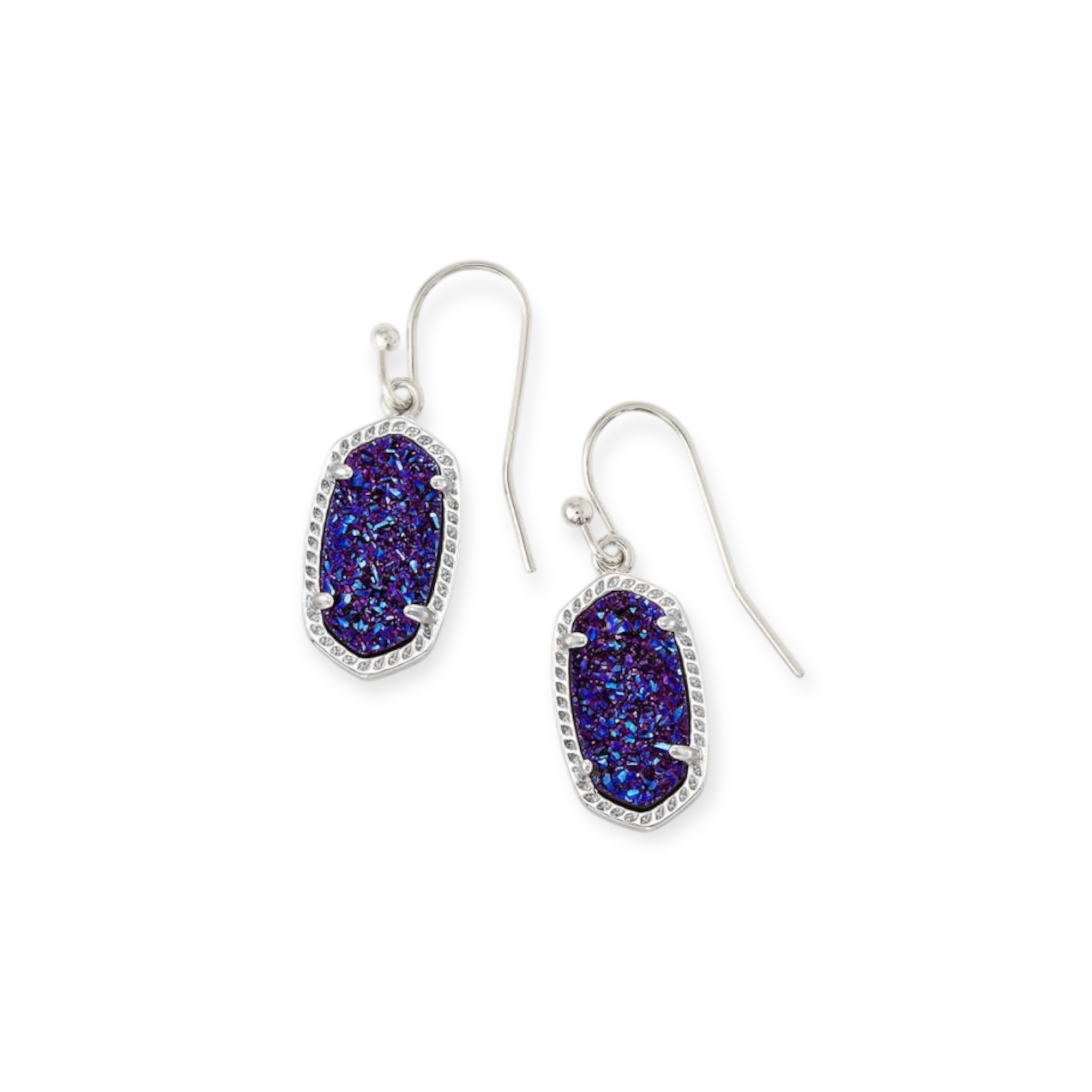 Lee Silver Earrings in Navy Drusy