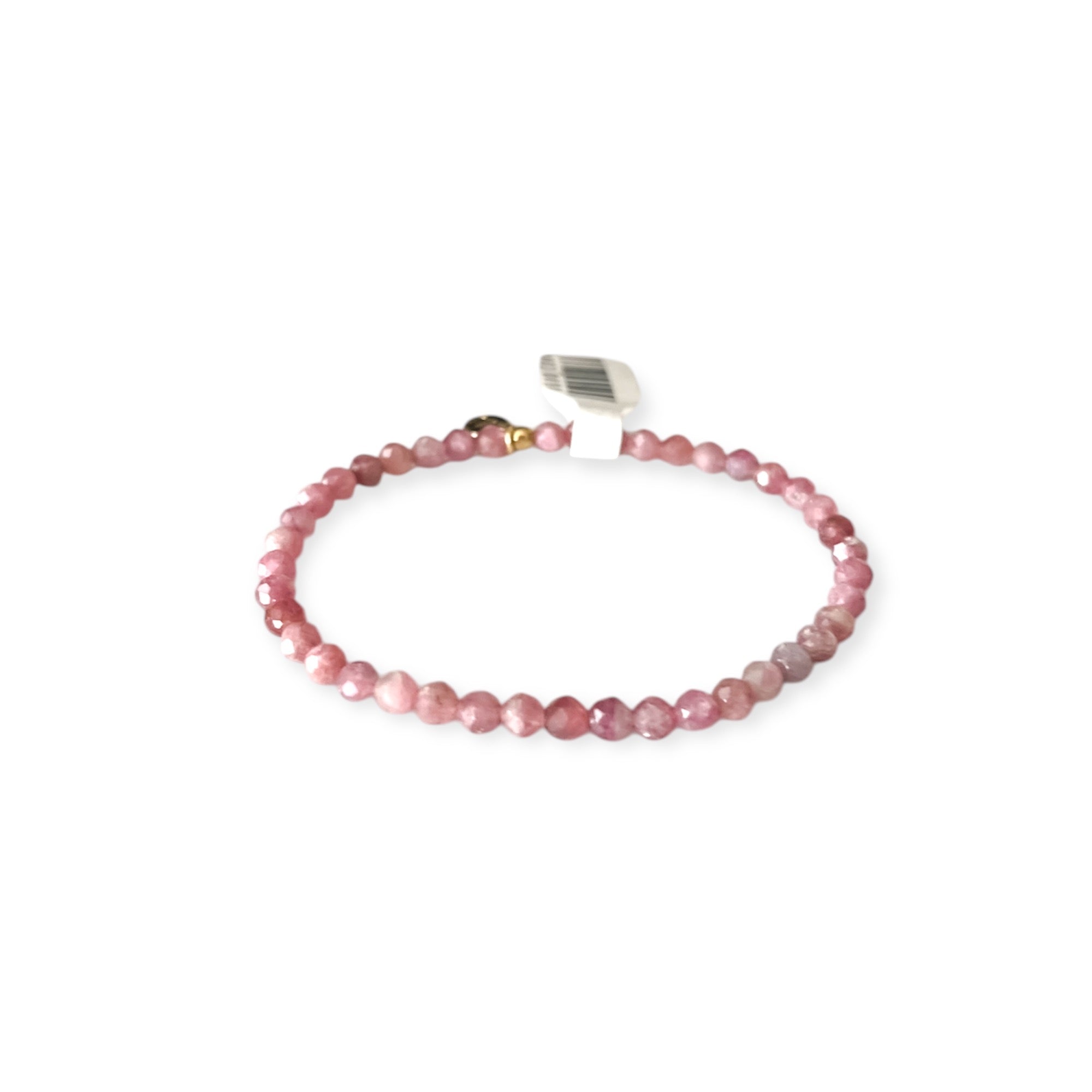 Pink Tourmaline Faceted Bead Stretch Mini Bracelet