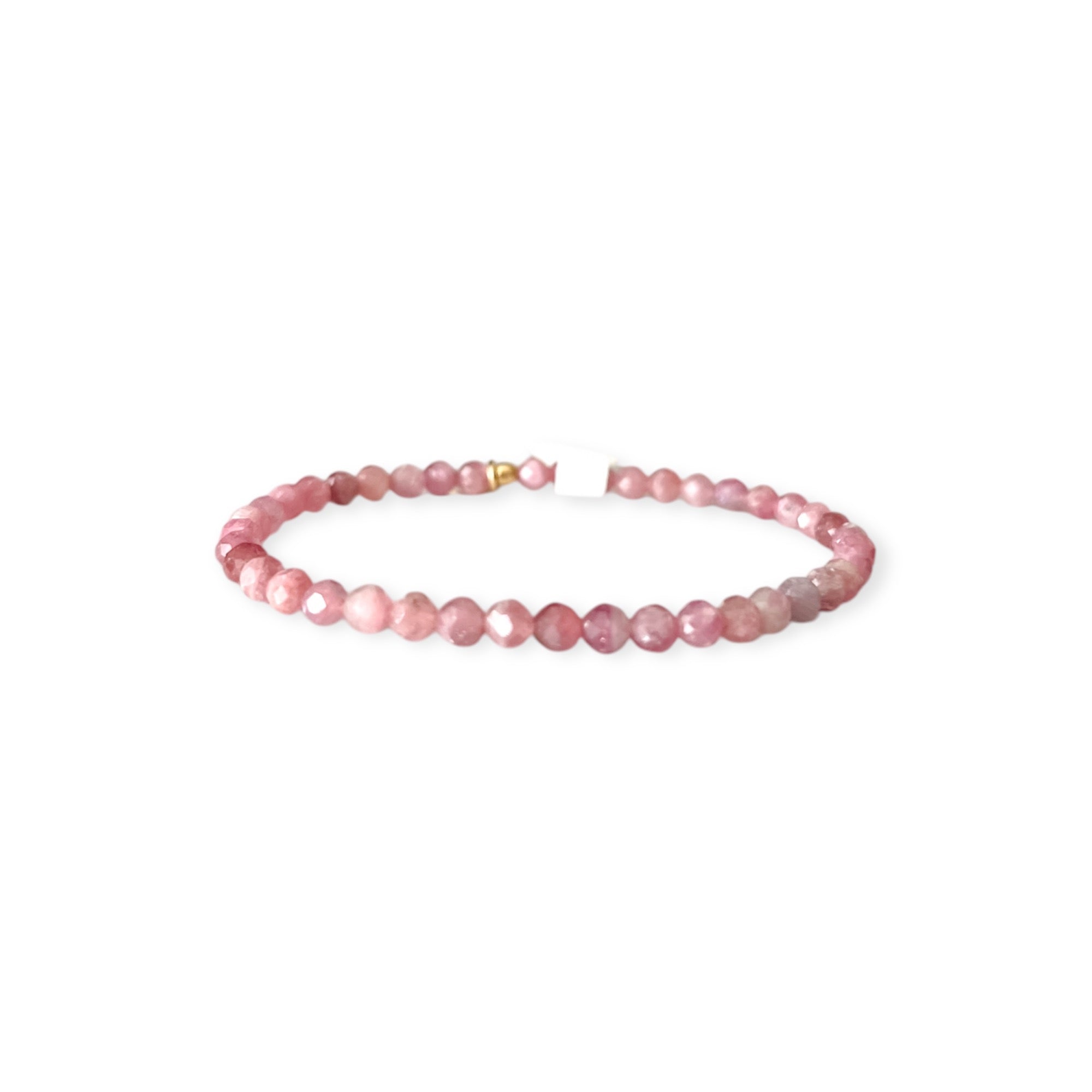 Pink Tourmaline Faceted Bead Stretch Mini Bracelet