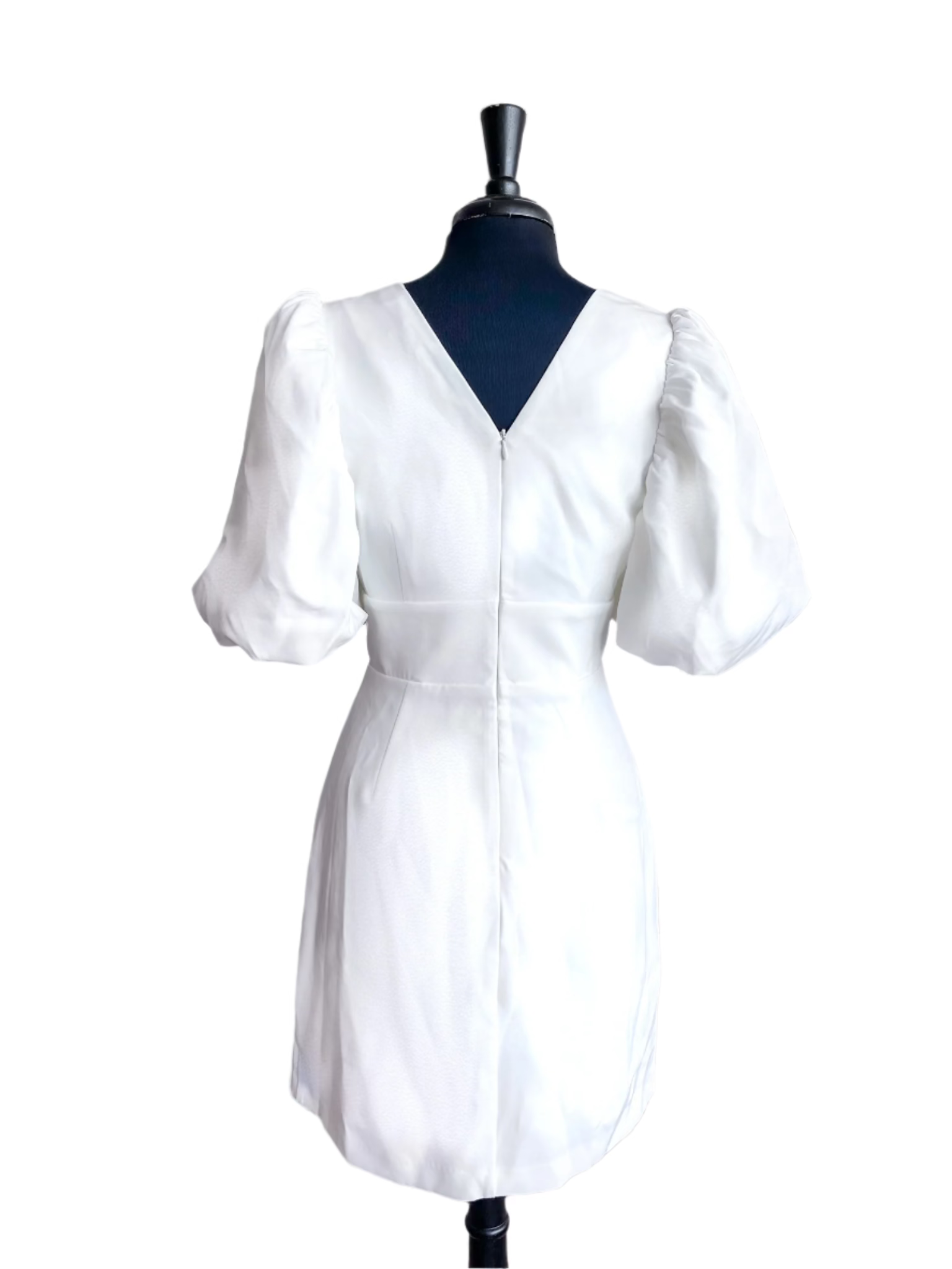 Puff Sleeve Cut Out Mini Ivory Dress