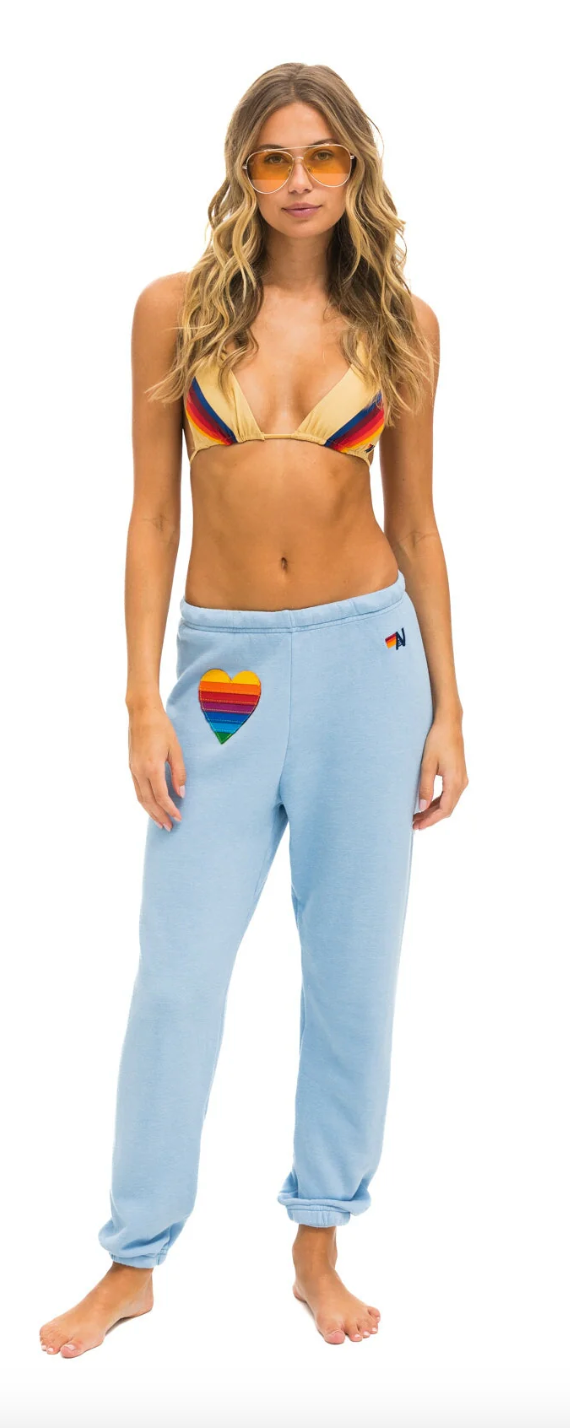 Rainbow Heart Stitch Women’s Sweatpants Ice