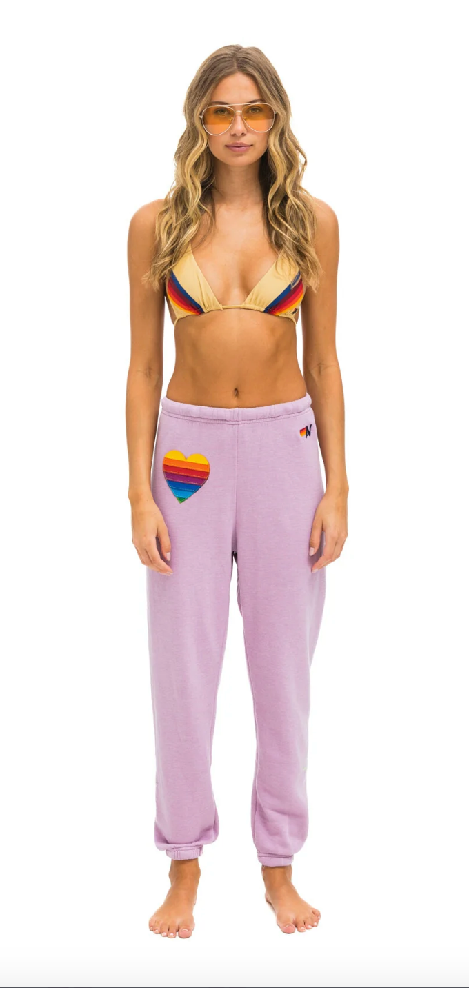 Rainbow Heart Stitch Women’s Sweatpants Mauve