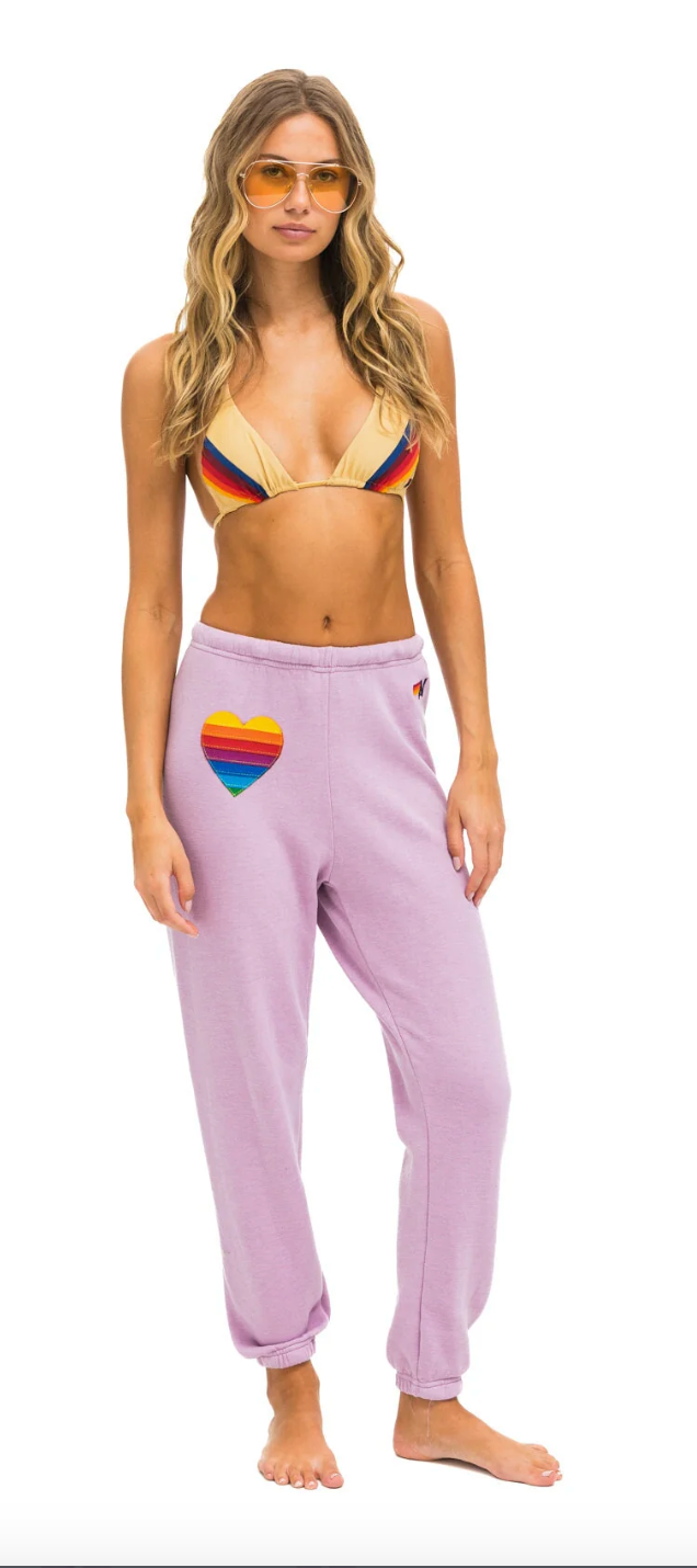 Rainbow Heart Stitch Women’s Sweatpants Mauve