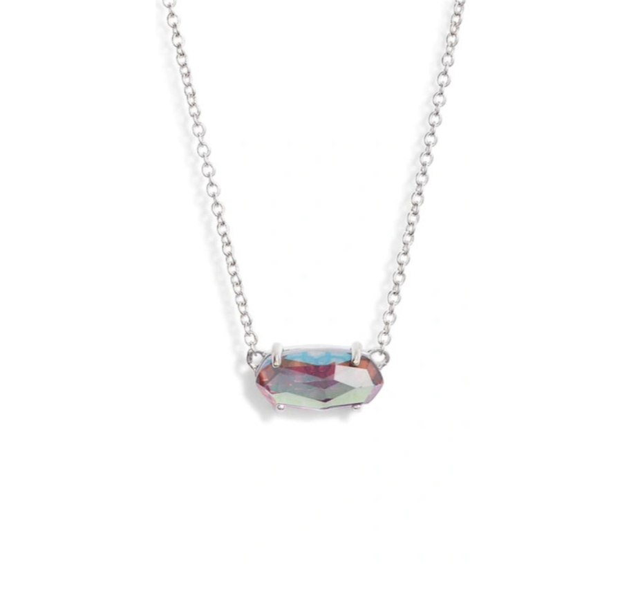 Ever Silver Pendant Necklace in Gray Dichroic Glass