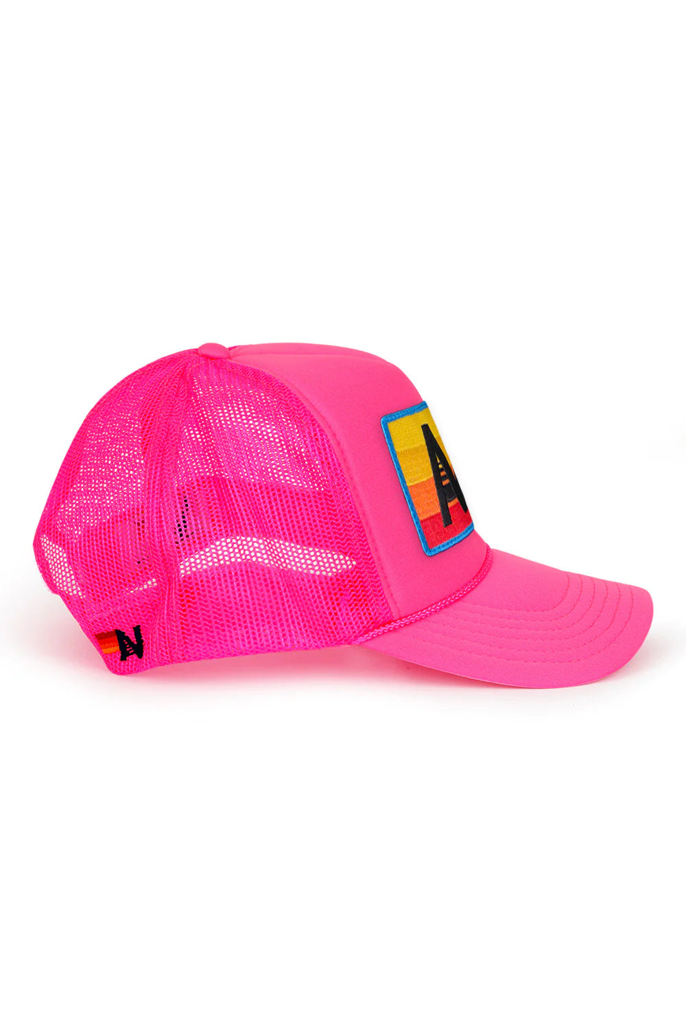 Logo Rainbow Vintage Low Rise Trucker Hat Neon Pink