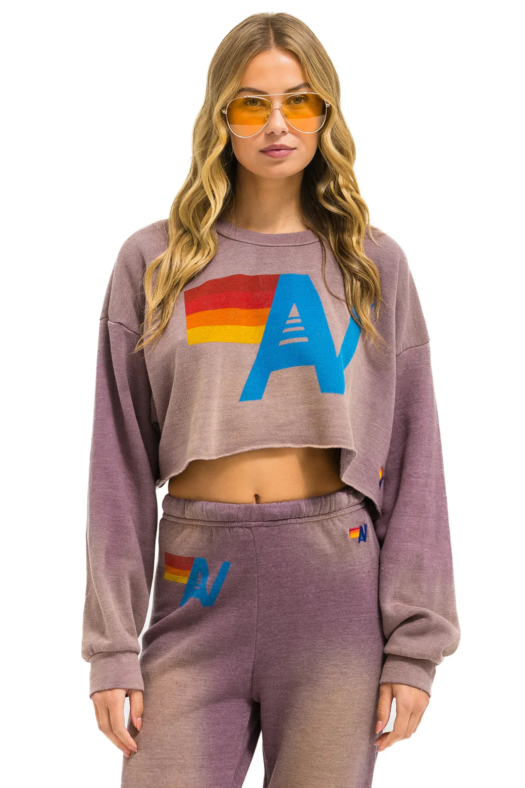 Vintage Logo Cropped Crew Sweatshirt Relaxed-Faded Mocha