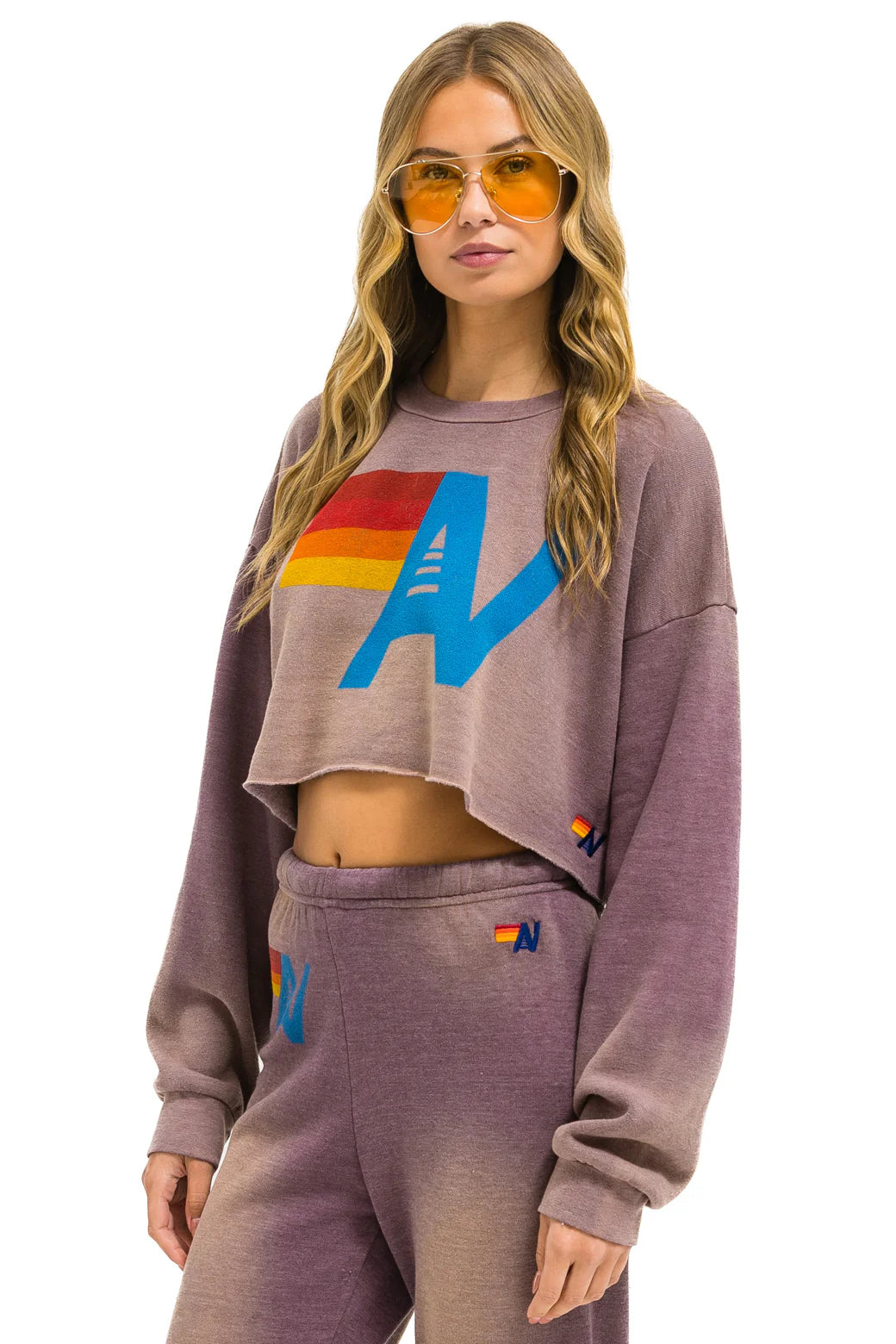 Vintage Logo Cropped Crew Sweatshirt Relaxed-Faded Mocha