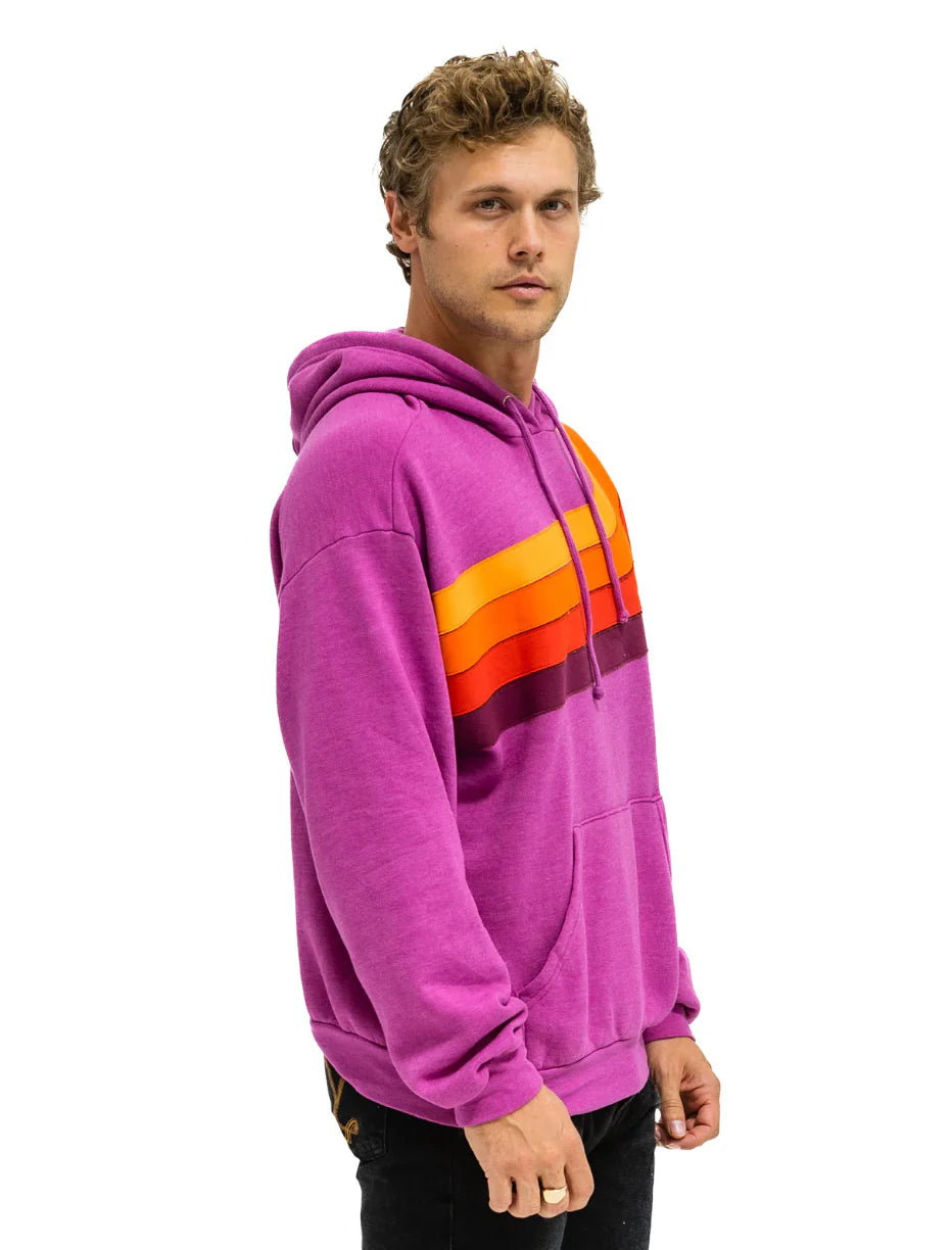Wave Stripe 4 Pullover Hoodie Relaxed- Magenta Orange