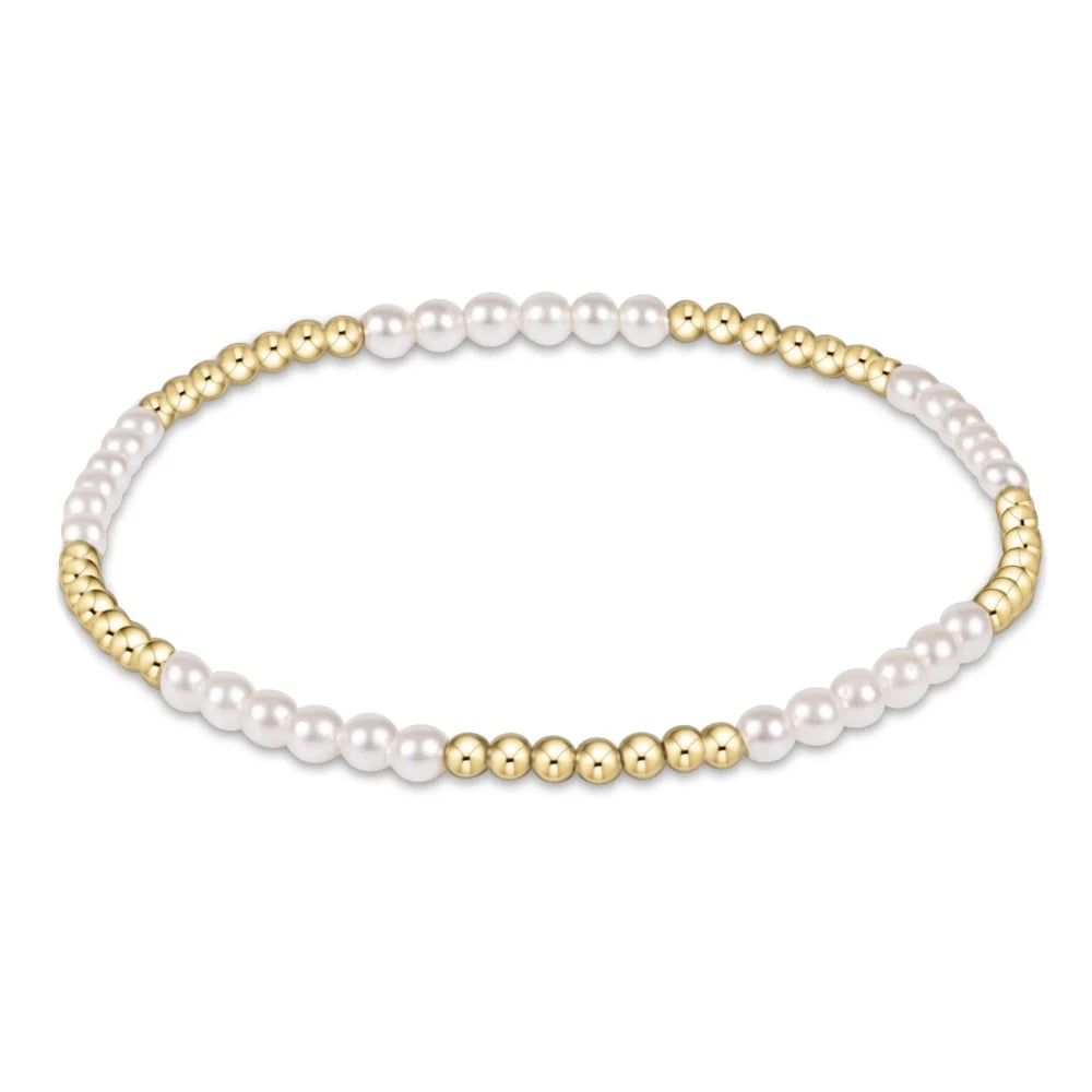 Classic Blissful Pattern 2.5mm Bead Bracelet - 3mm Pearl