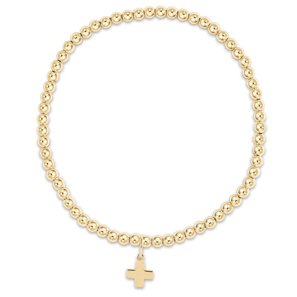 Signature Cross Small Pearl Pattern 3mm Bead Bracelet - Gold