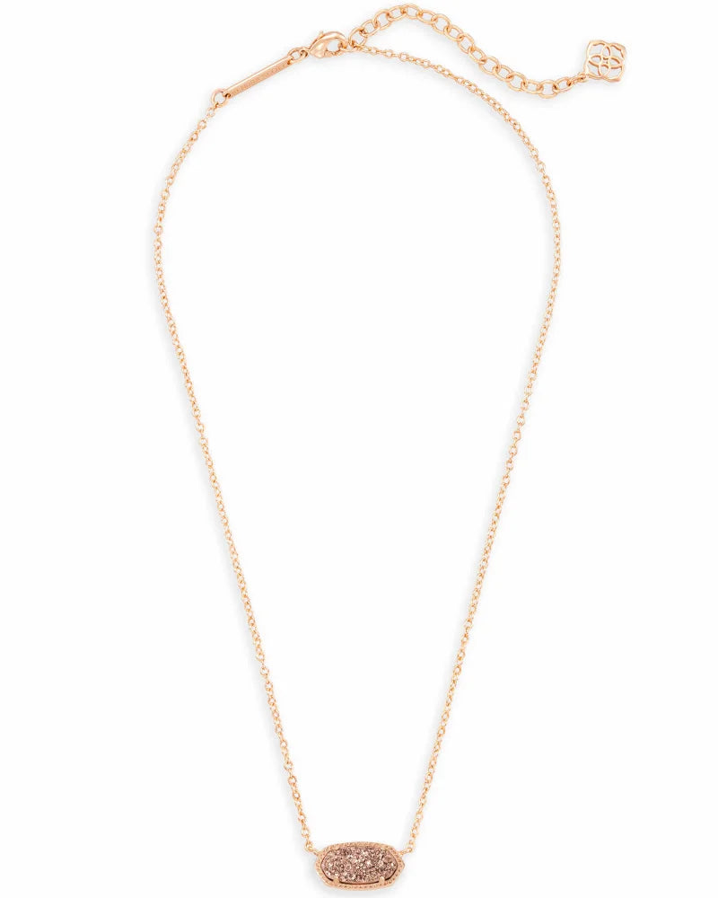 Elisa Rose Gold Pendant Necklace in Rose Gold Drusy