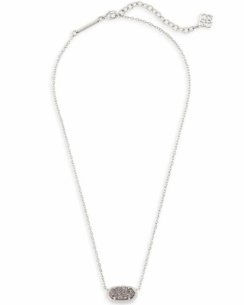 Elisa Silver Short Pendant Necklace in Platinum Drusy