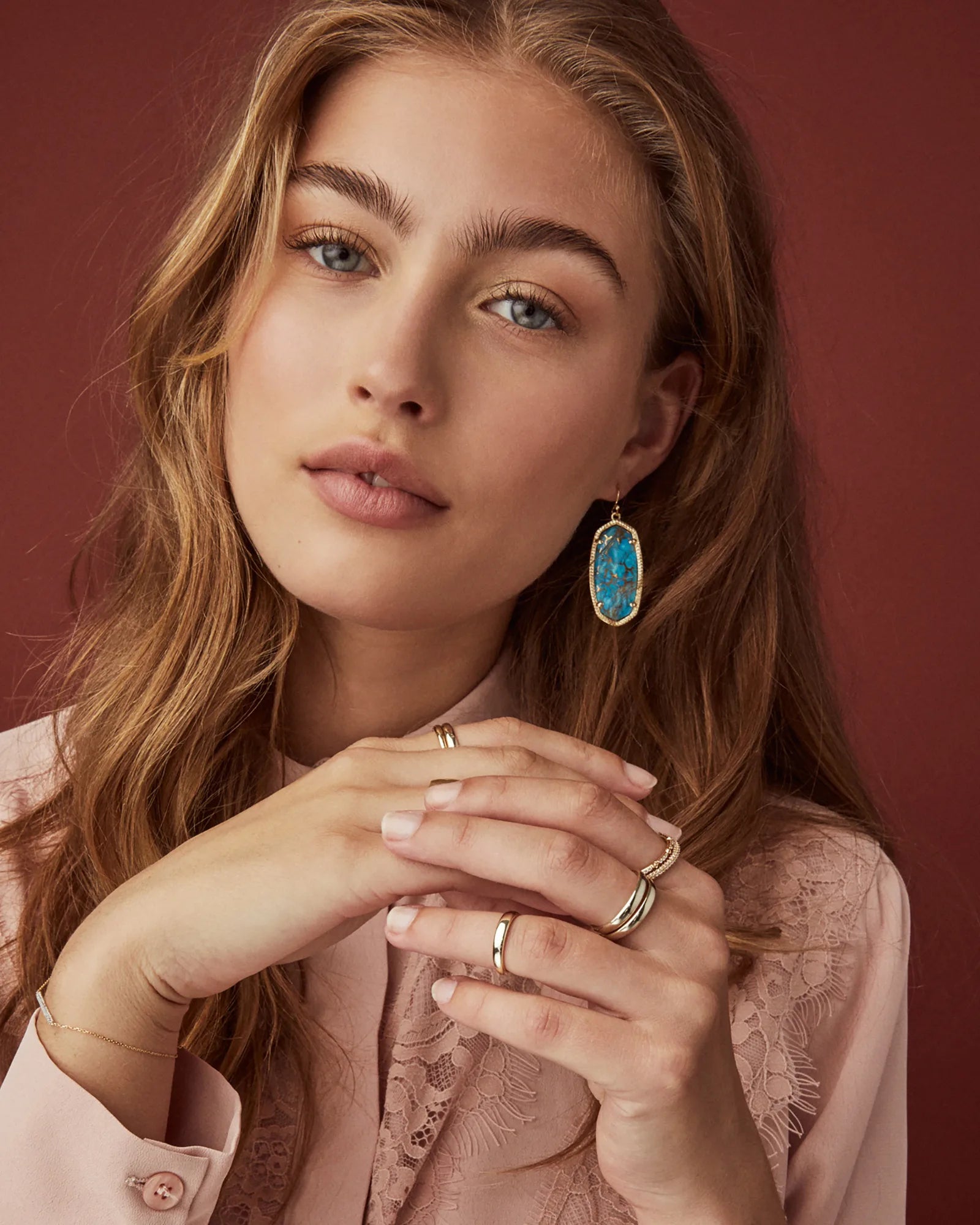Elle Gold Drop Earrings in Abalone Shell