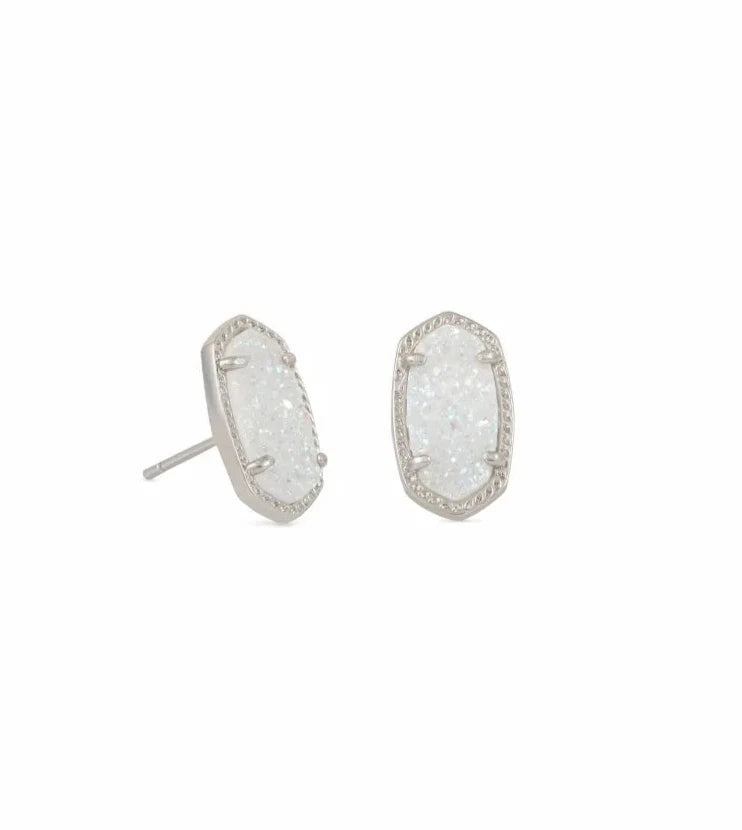 Ellie Silver Stud Earrings in Iridescent Drusy