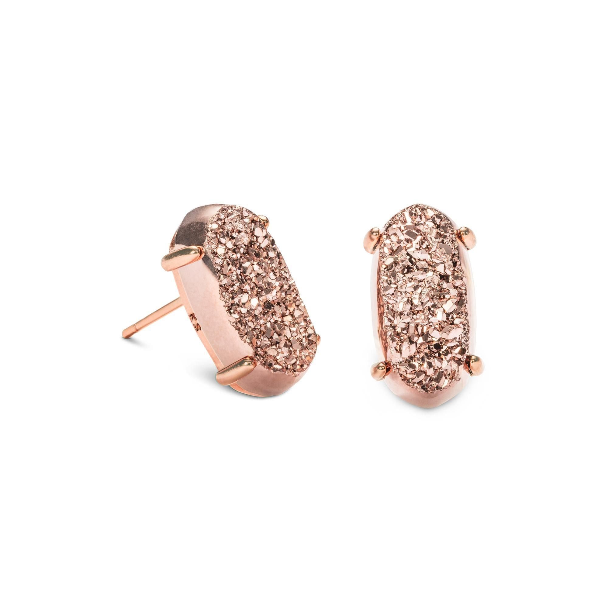 Betty Earrings in Rose Gold Tone Drusy, Rose Gold Plated