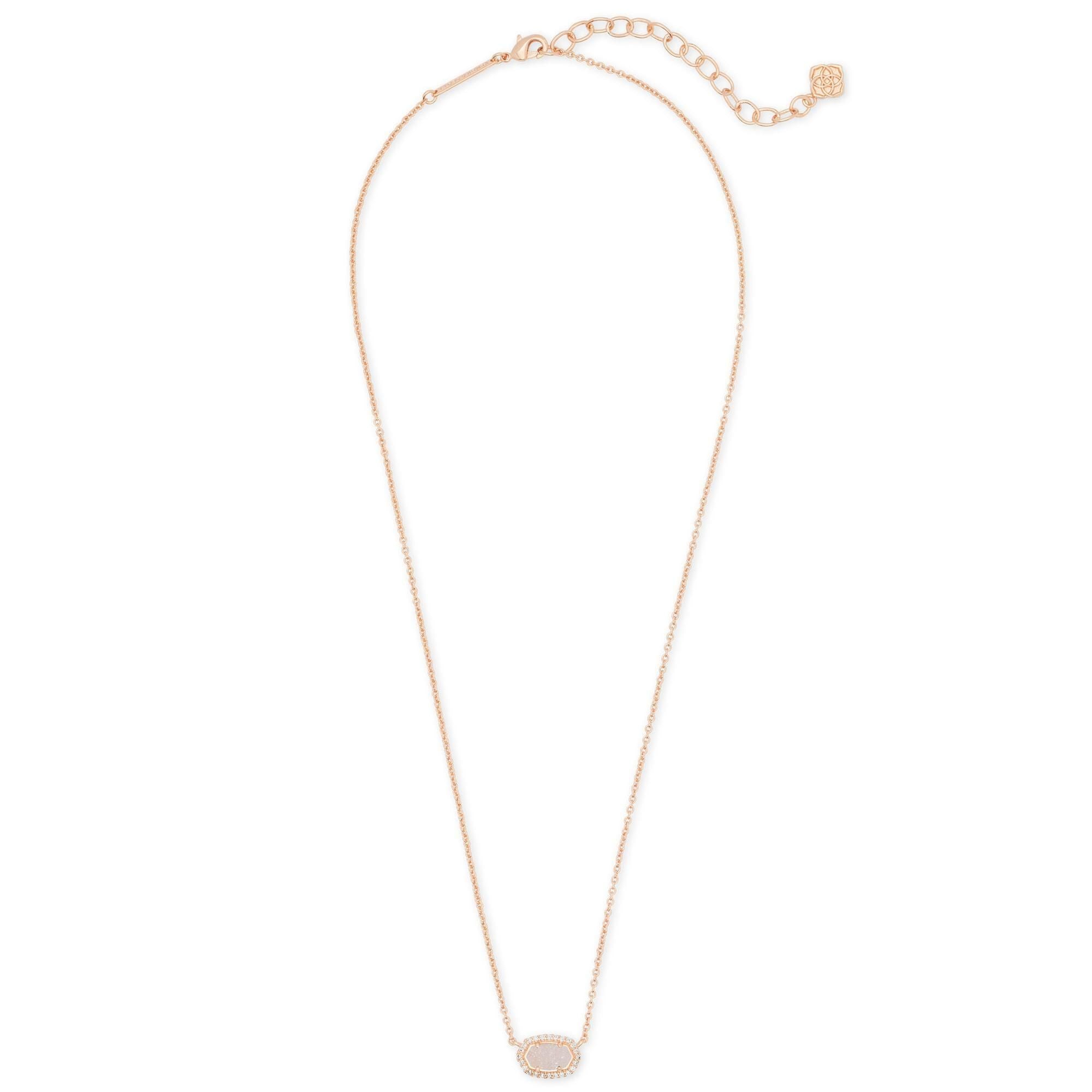 Chelsea Rose Gold Pendant Necklace in Iridescent Drusy
