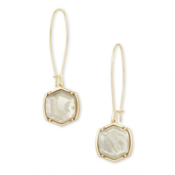 Davis Drop Earrings Gray Illusion Gold Earrings